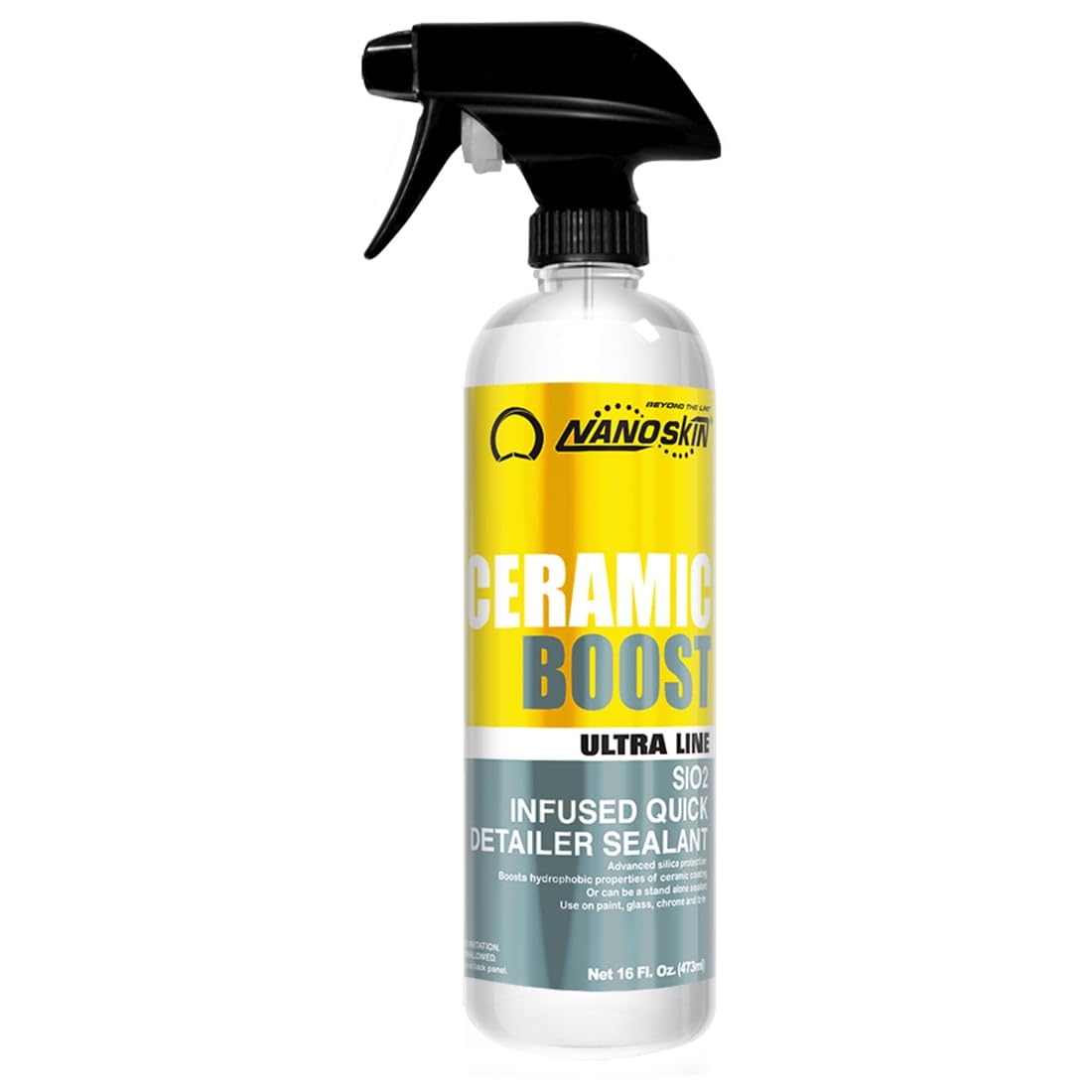 Nanoskin Ultra Line CERAMIC BOOST 16 Oz - Premium DIY Ceramic SiO2 Spray Sealant for Cars, Trucks & Boats | Nano SiO2 Formula Safe for All Finishes & Coatings | Perfect for Detailing, Protection & Shine on Vehicles, Motorcycles, ATVs, RVs & Glass Surfaces