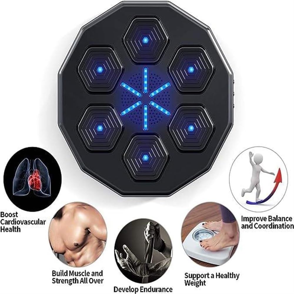 Smart Electronic Music Boxing Machine - Wall Mounted Punching Bag for Home Gym & Boxing Training | Interactive Boxing Target with LED Display & Bluetooth Speaker | Perfect for Adults & Kids Workouts (Includes Gloves) - Ideal for Home Fitness, Stress Relief & Family Fun