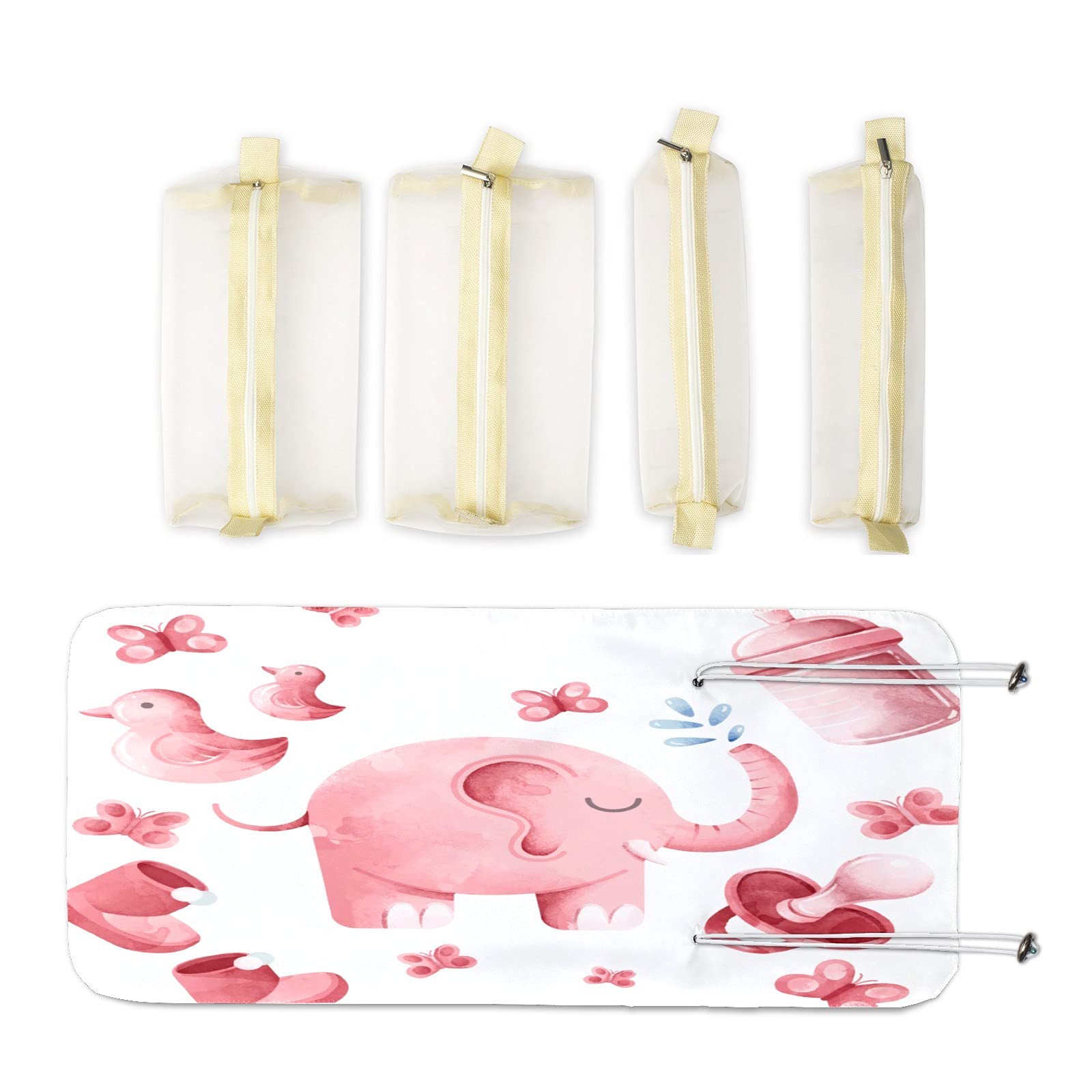 Pink Elephant Makeup Bag Organizer - Travel Toiletry Bag with Roll Up Design for Cosmetics & Baby Shower Essentials | Perfect for Vacation, Gym & Daily Use