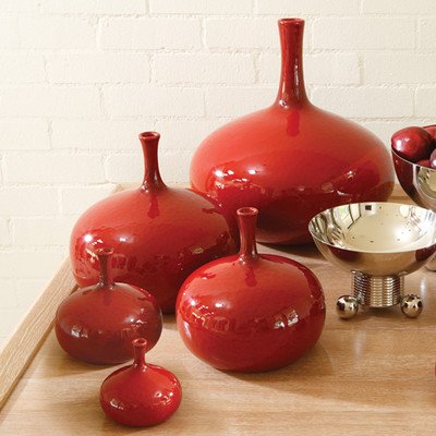 Global Views Mini Tomato Vase - Elegant Home Decor for Kitchen, Dining Table & Office Desk | Small Decorative Ceramic Vase for Fresh Flowers & Plants