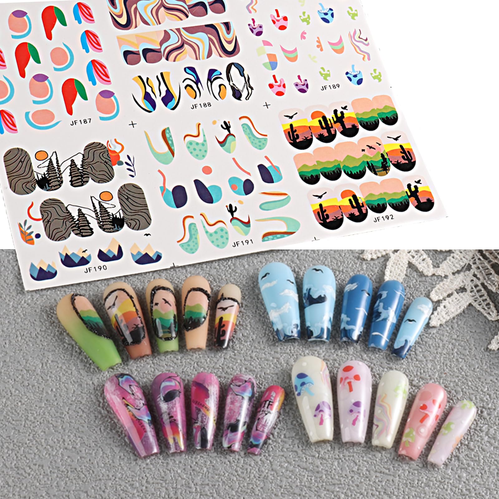 24 Sheets Summer Nail Art Stickers - Ocean Ripple & Marbled Design Water Transfer Nail Decals for DIY Nail Decor | Perfect for Beach Vacations, Pool Parties & Summer Manicures