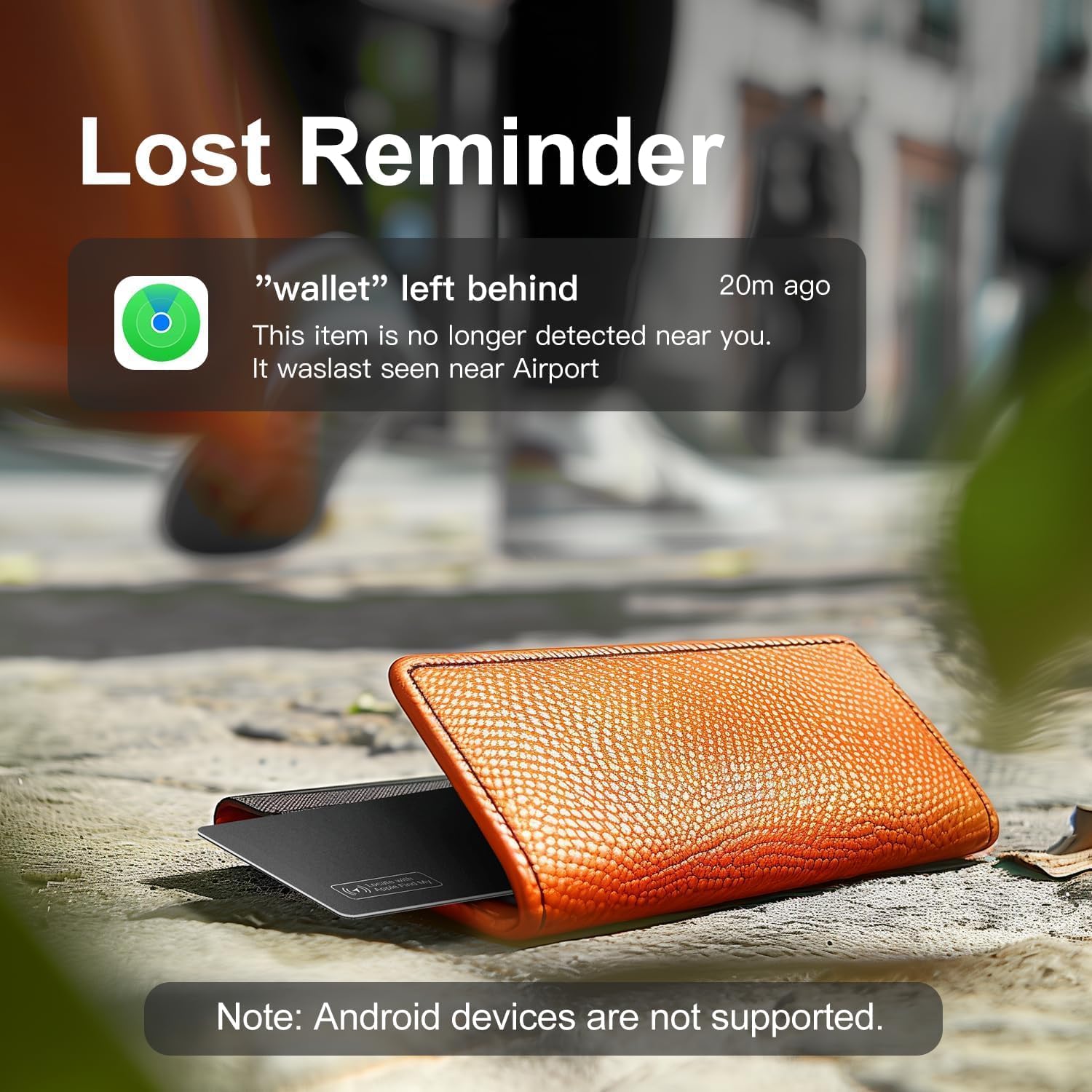 VINGNUT Wireless Rechargeable Wallet Tracker Card - Ultra Slim Design, Compatible with Apple Find My (iOS) for Wallet, Phone, Passport & Luggage Tracking - Perfect for Travel, Work & Daily Use (1 Pack)