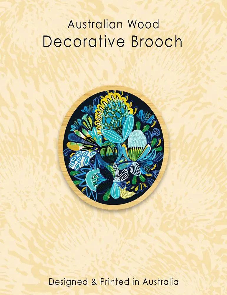 Azure Natives Handmade Wooden Brooch Pin - Natural Wooden Jewelry for Women - Perfect for Outfits, Jackets, Scarves & Special Occasions