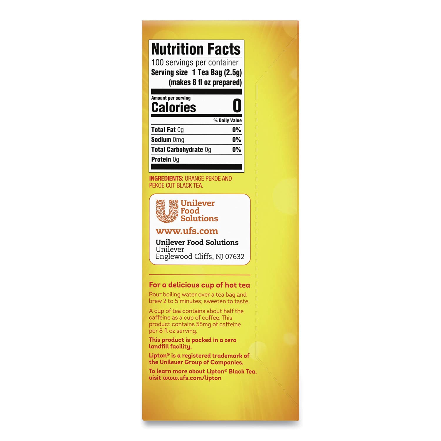 Lipton Black Tea Bags - 100 Count Box | Premium Quality Black Tea for Hot or Iced Tea | Perfect for Morning Boost, Afternoon Relaxation & Office Use