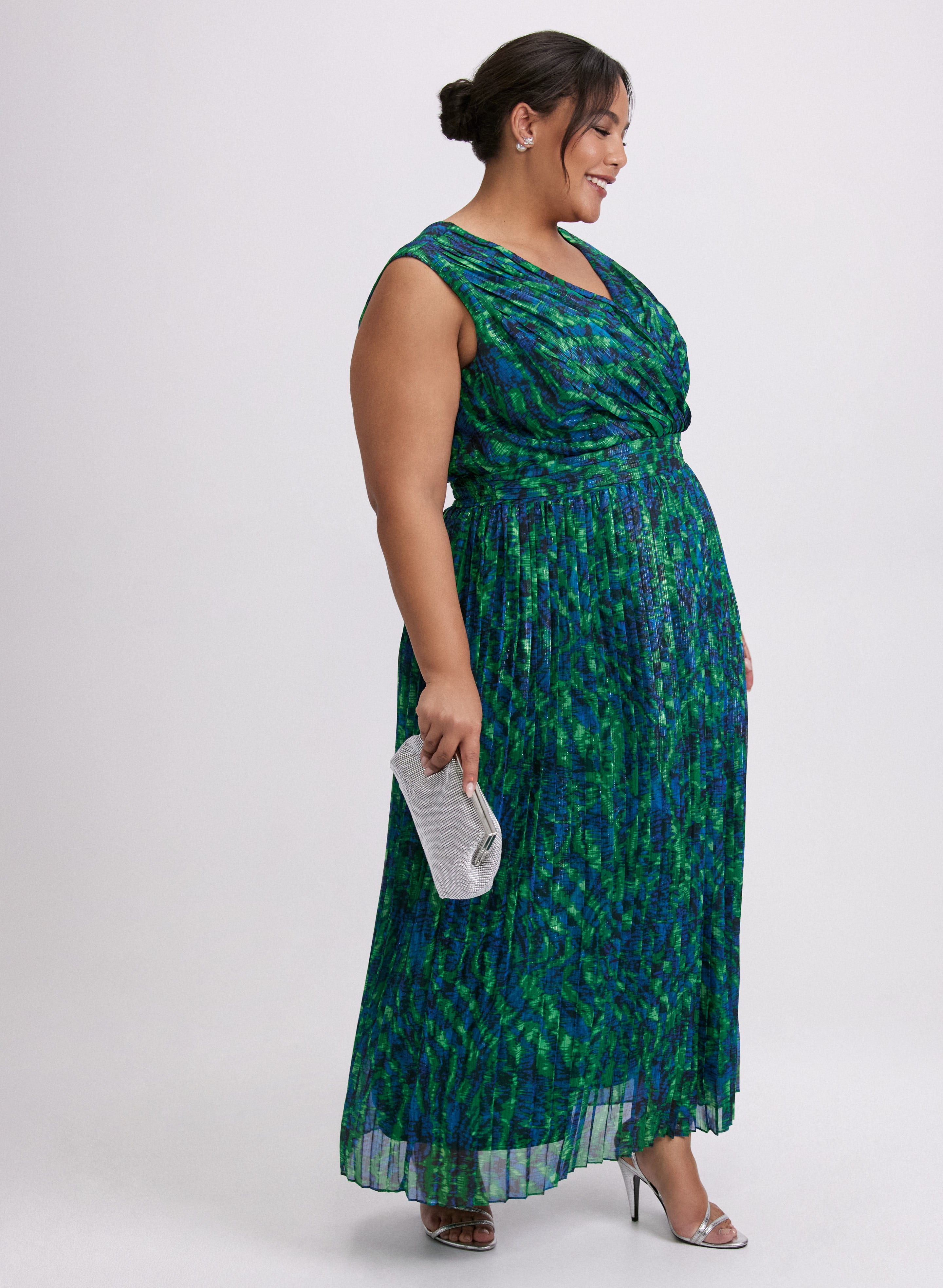 Elegant Chiffon Abstract Print Dress for Women - Flowy Summer Party & Wedding Guest Outfit