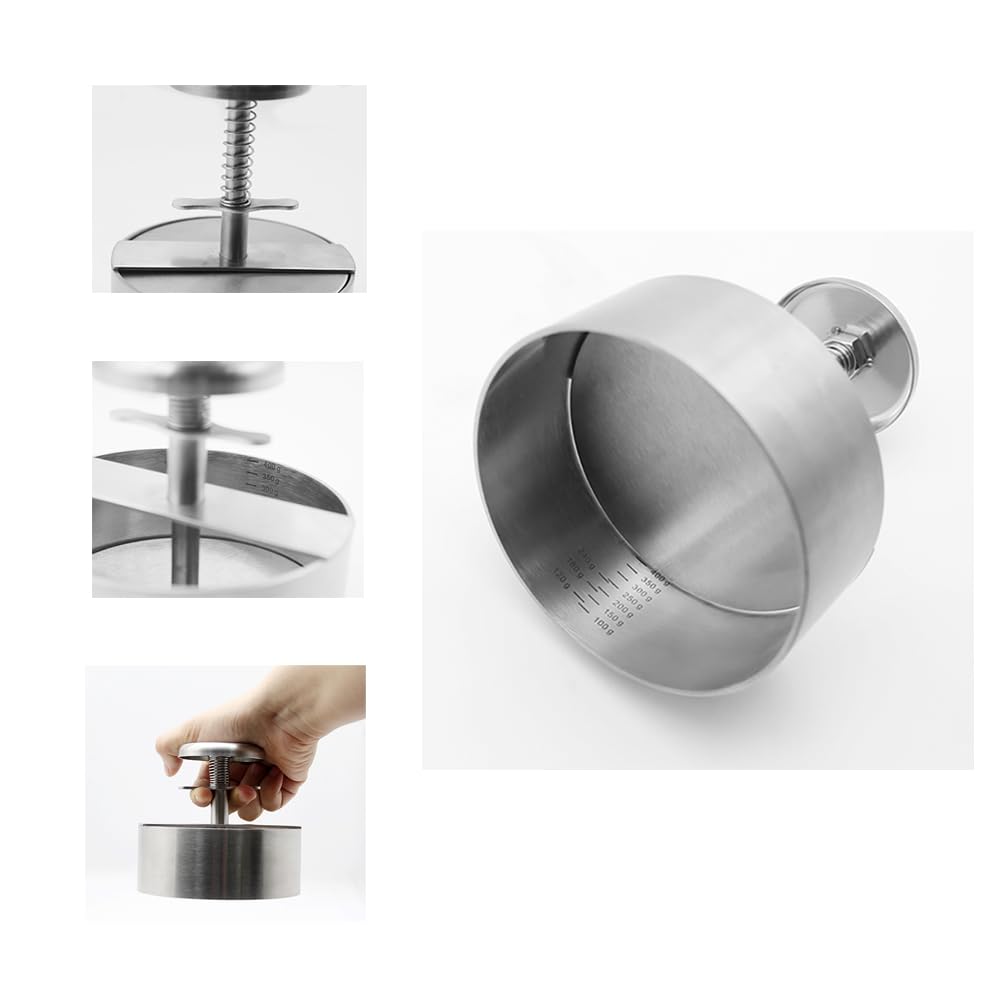 Stainless Steel Adjustable Burger Press - Non-Stick Hamburger Patty Maker for Beef, Pork, Lamb, Cheese & Veggie Burgers - Smash Burger Mold with 100 Wax Papers - Perfect for BBQ, Grill, Halal Cooking & Home Kitchen Use
