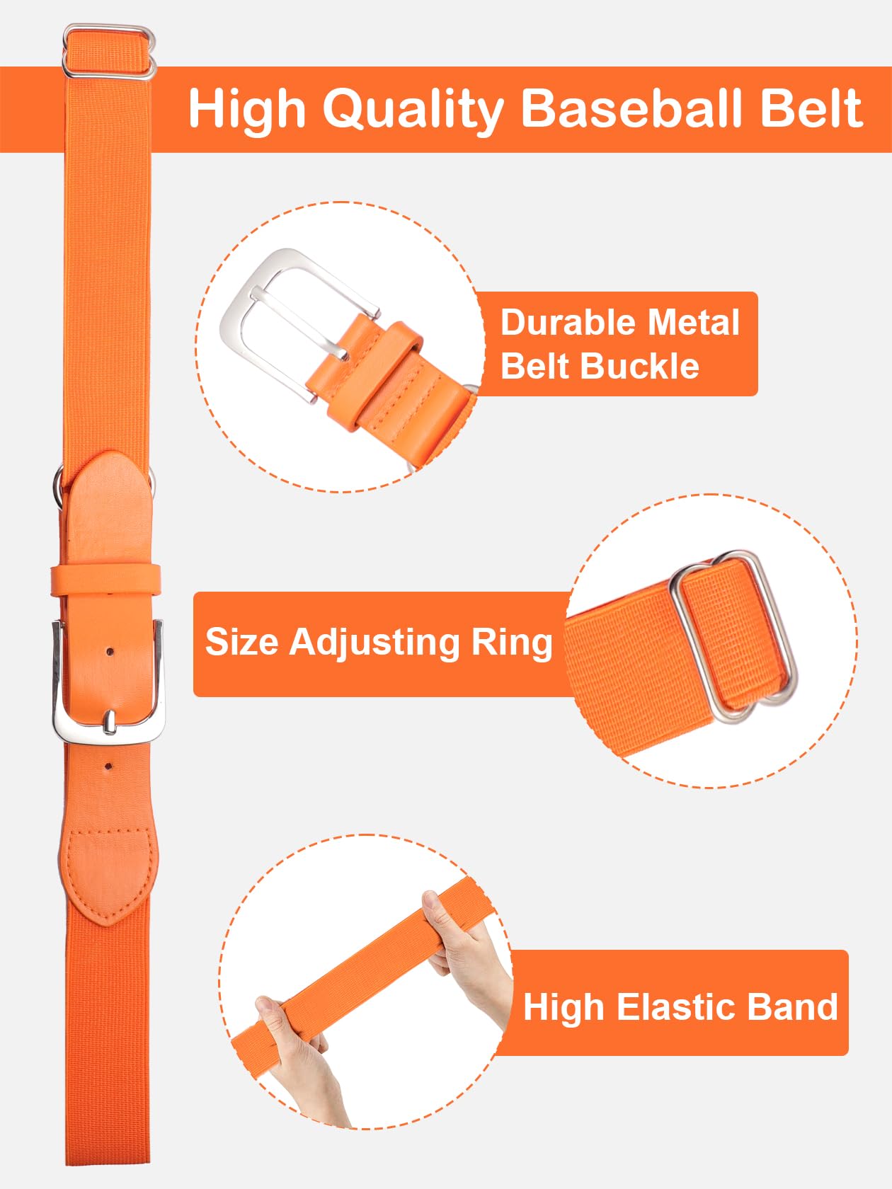 Baseball Socks & Belt Set for Youth & Adults - 2 Pairs Softball Socks + 1 Elastic Waist Belt - Comfortable Athletic Combo for Baseball, Softball & Sports Training
