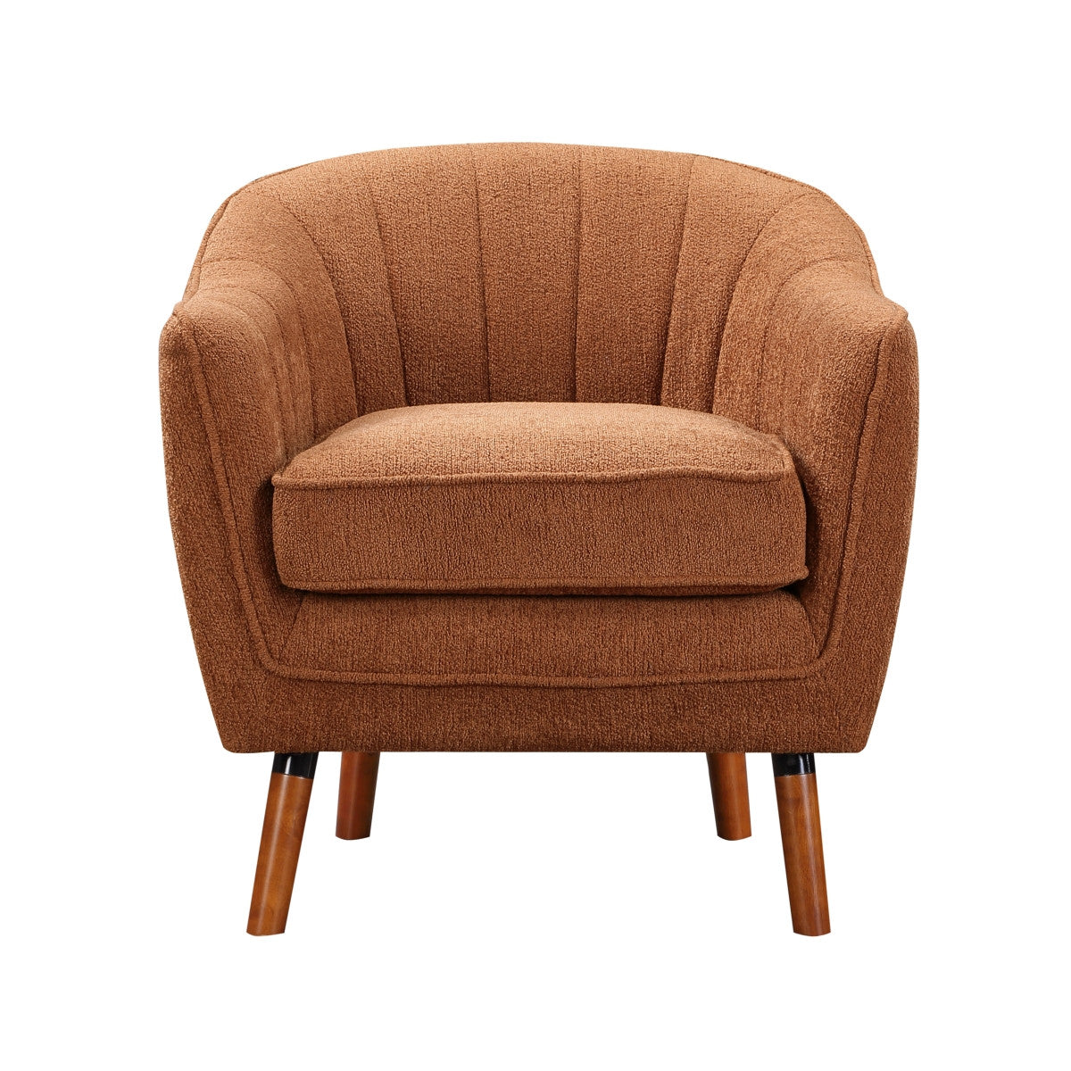 Calypso Accent Chair in Rust - Mid-Century Modern Lounge Chair for Living Room, Bedroom & Office - Comfortable Upholstered Armchair with Wooden Legs