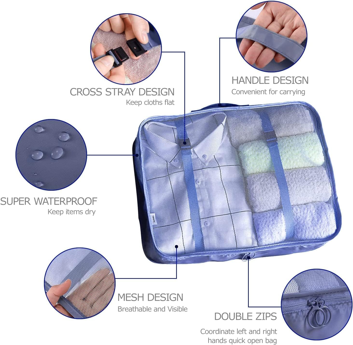6-Pack Travel Packing Cubes - Suitcase Organizers for Clothes, Shoes & Toiletries | Perfect for Business Trips & Vacations