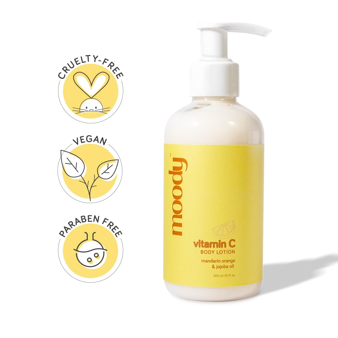 Vitamin C Body Lotion with Niacinamide & Jojoba Oil - Deep Hydration & Brightening Skin Care for Women & Men | Reduces Tan & Evens Skin Tone | Mandarin Orange Scent | 200ml | Perfect for Daily Moisturizing & Post-Sun Care
