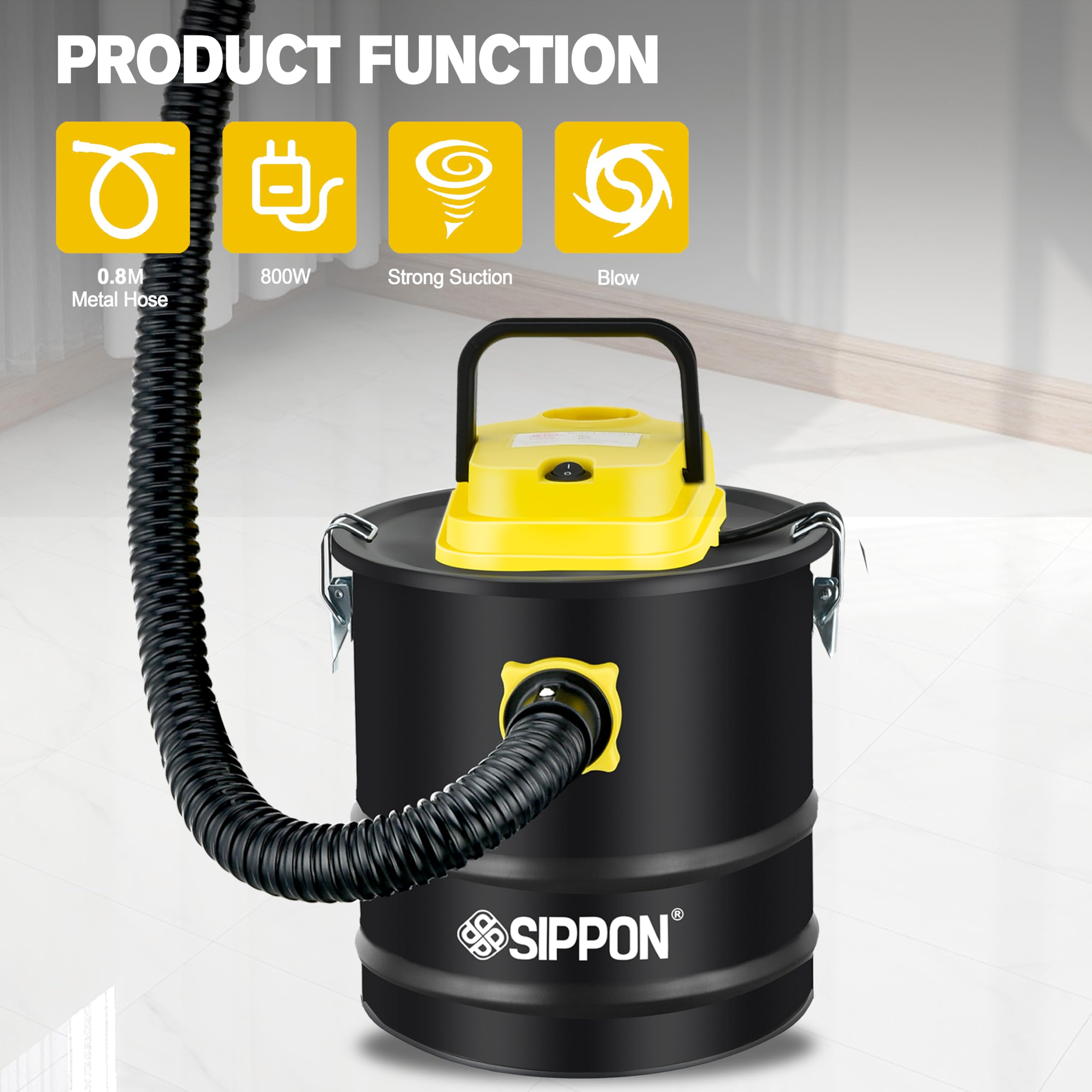 800W Powerful Ash Vacuum Cleaner with Blower Function - 2.6 Gallon All-in-One Pellet Stove Vacuum for Fireplaces, Wood Stoves & BBQ - Ideal for Home Heating Maintenance & Fireplace Cleaning