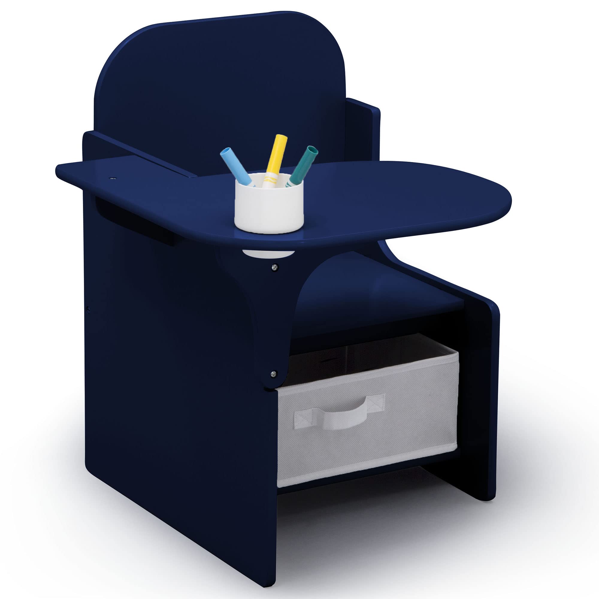 Delta Children MySize Chair Desk with Storage Bin - Greenguard Gold Certified, Navy Blue - Perfect for Kids Study, Homeschooling & Playroom Organization