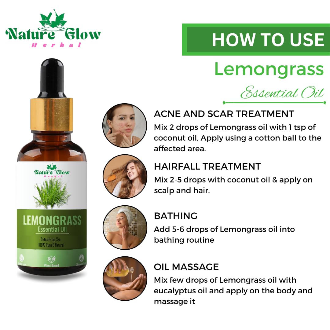 100% Pure Lemongrass Essential Oil - 15ml Undiluted Natural Aromatherapy Oil for Hair, Skin & Diffuser - Organic Herbal Essential Oil for Relaxation, Stress Relief & Home Fragrance