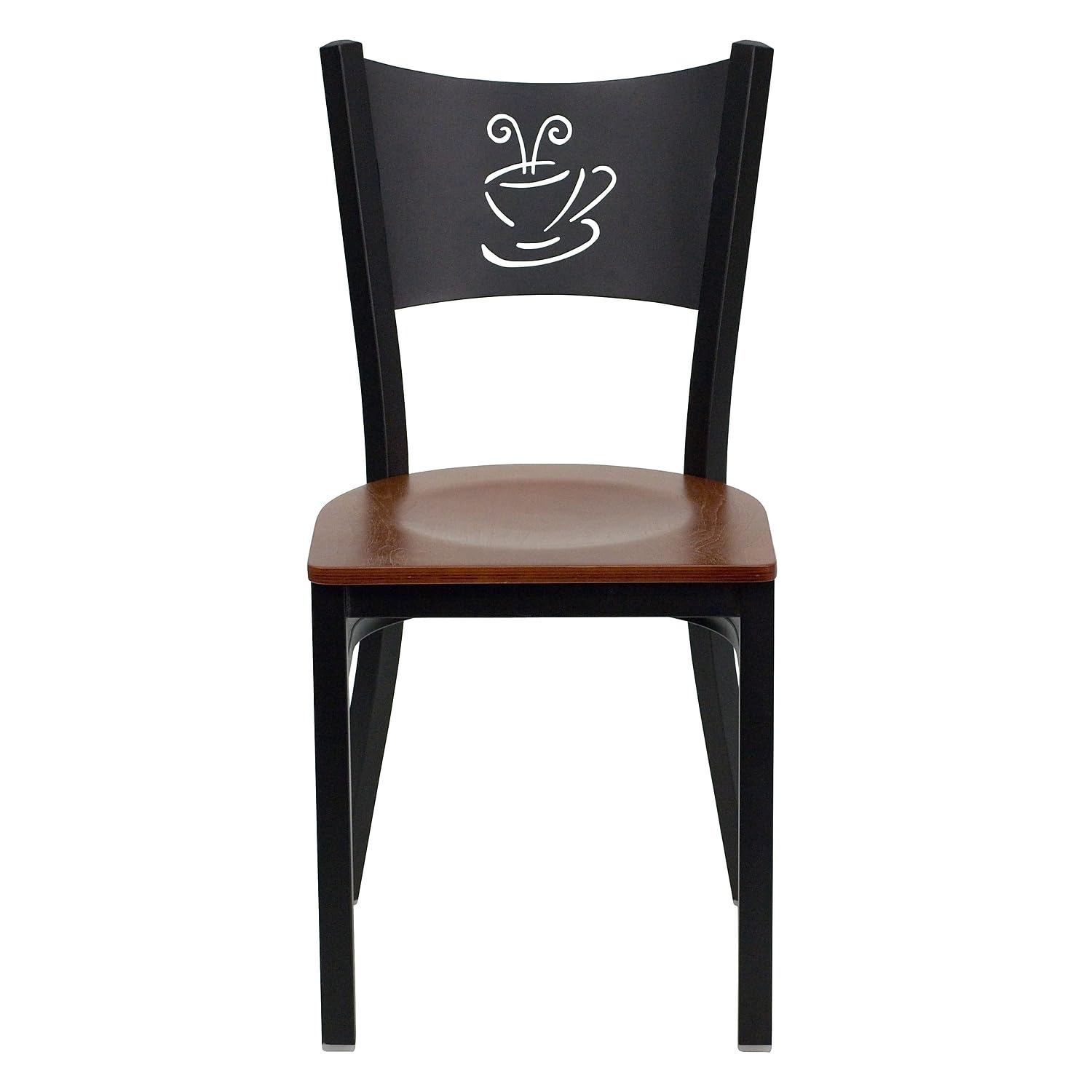 Flash Furniture 2-Pack HERCULES Series Black Metal Restaurant Chairs with Cherry Wood Seats - Heavy Duty Commercial Dining Chairs for Restaurants, Cafes, and Home Kitchens