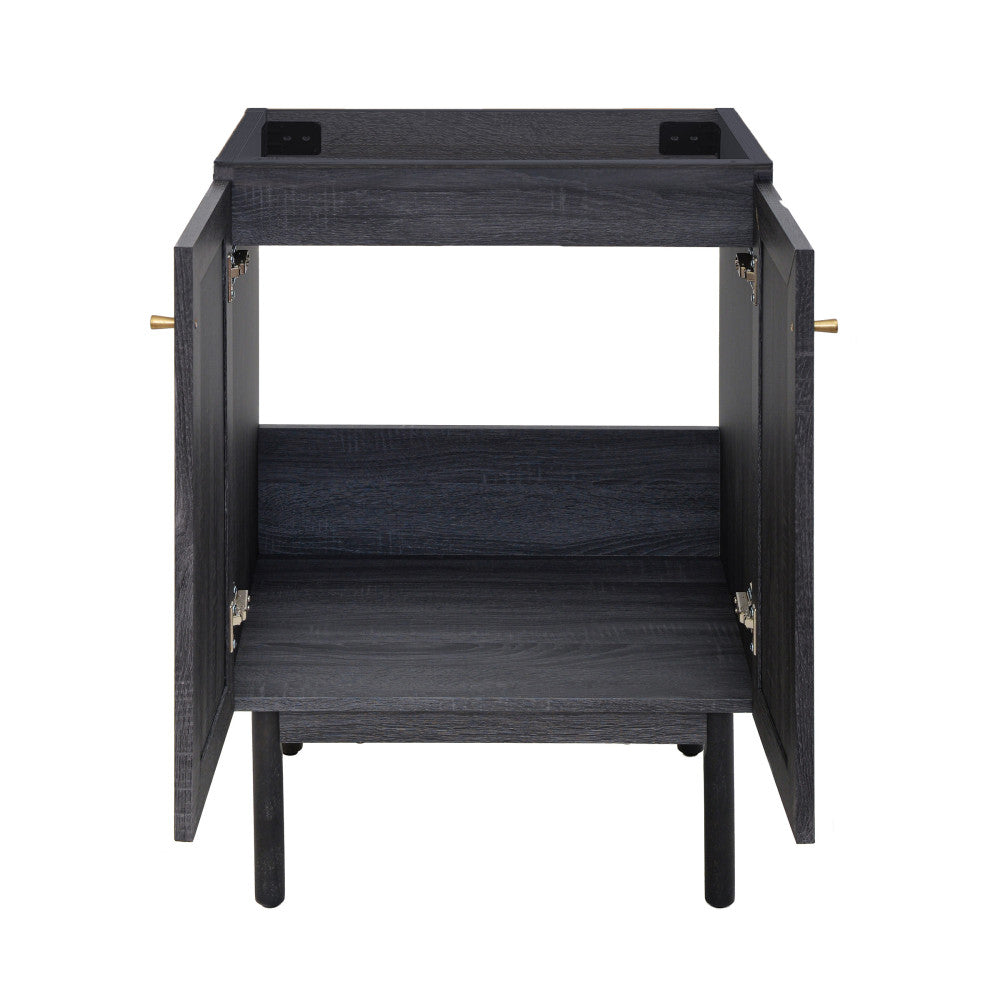 24-Inch Black Bathroom Vanity Cabinet - Modern Single Sink Bathroom Storage with Soft-Close Doors - Perfect for Small Bathrooms, Powder Rooms & Apartment Renovations