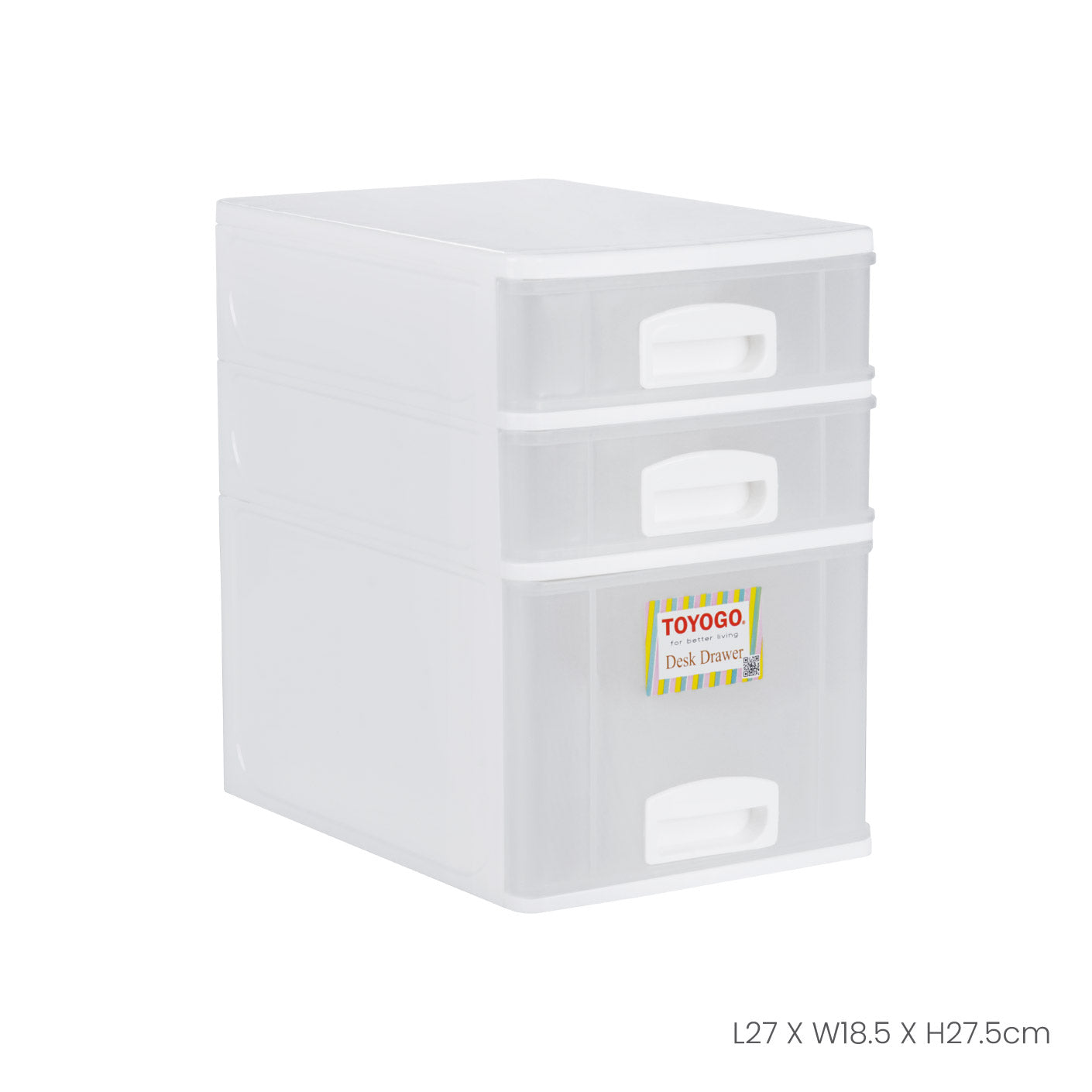 WHITE FRAME TRANSLUCENT DRAWER (611-3WF-TPT)