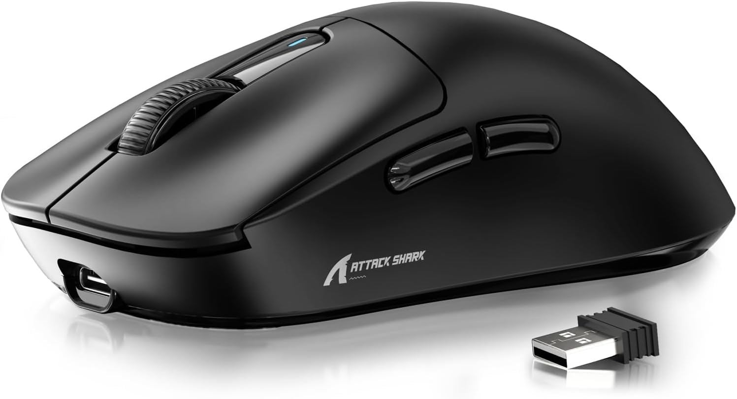 ATTACK SHARK X3 Wireless Gaming Mouse - 49g Ultra Lightweight, Ergonomic Design, PAW3395 Sensor with 26K DPI, 200 Hour Battery Life, Programmable Buttons - Perfect for PC, Laptop, Mac Gaming & Office Work (Black)