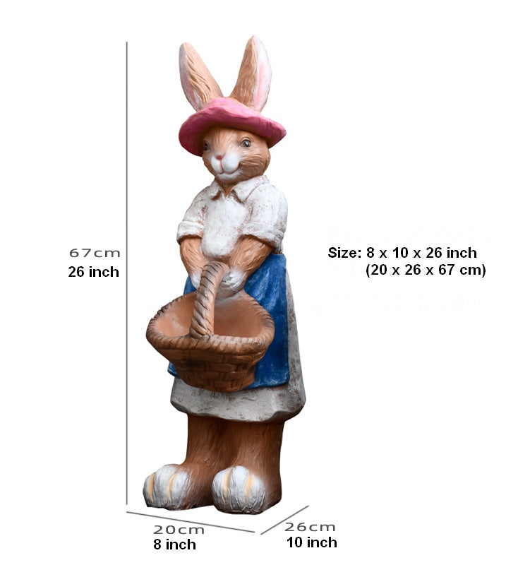 Large Rabbit Statue for Garden - Modern Outdoor Decor Sculpture, Bunny Flowerpot for Courtyard & Villa Landscaping | Perfect for Patio, Lawn & Backyard Decorations