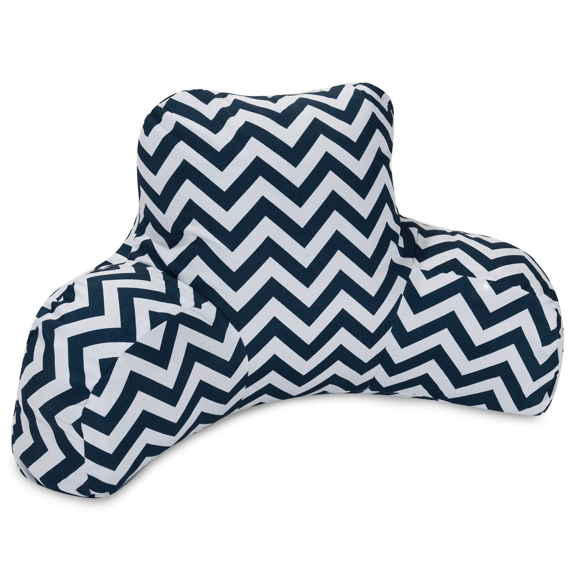 Majestic Home Goods Chevron Reading Pillow - Navy Blue Backrest Support for Bed, Sofa & Floor - Perfect for Reading, Gaming, Watching TV & Relaxing