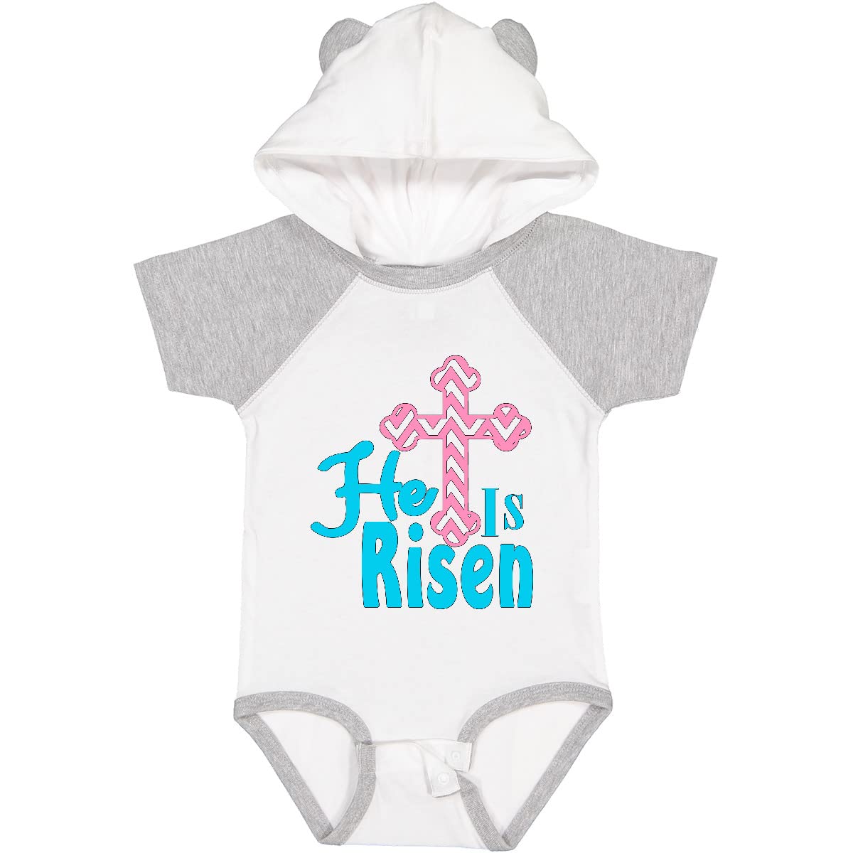 Inktastic Easter He Is Risen Pink Cross Baby Bodysuit - Cute Christian Outfit for Easter Sunday, Baby Baptism & Church Events