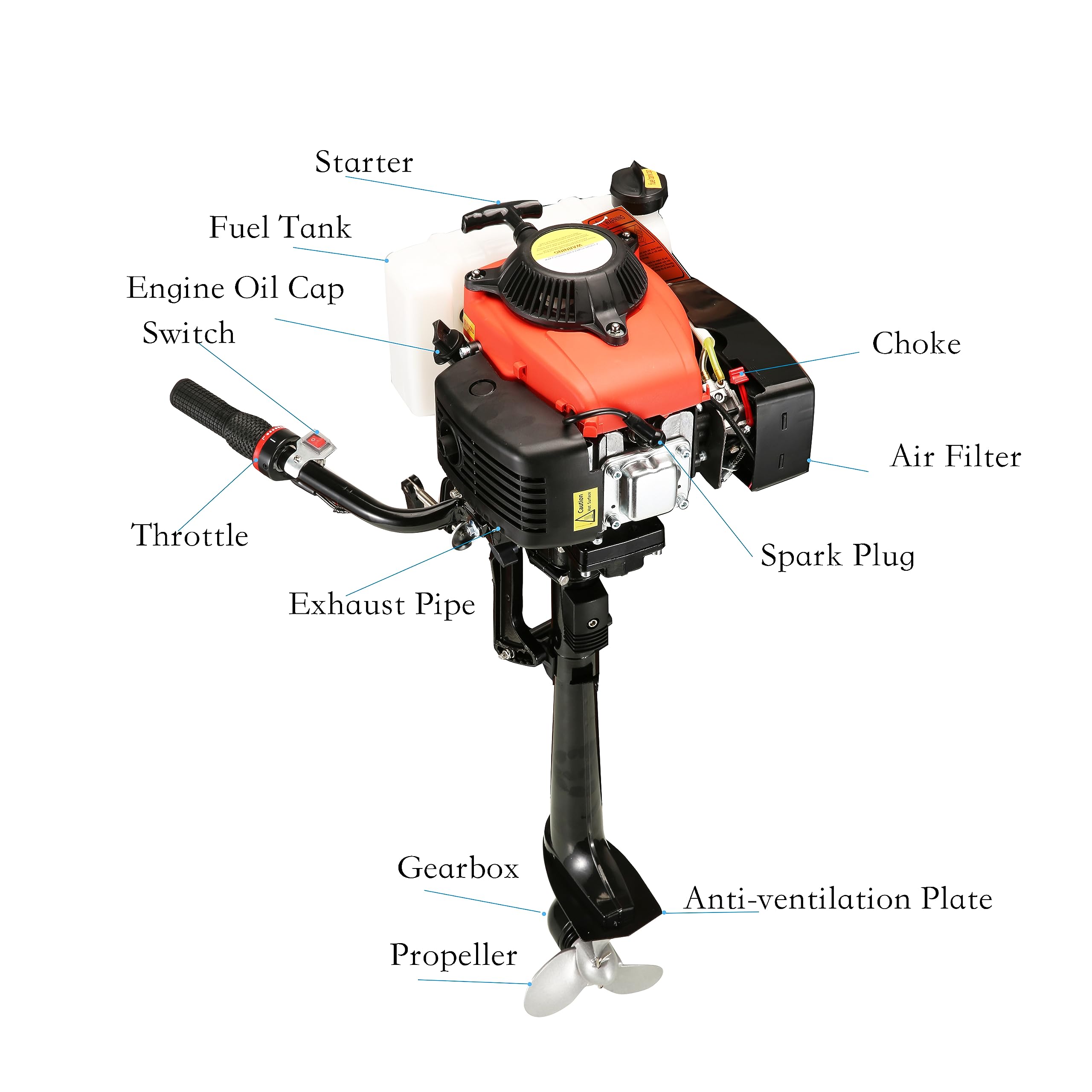 4 Stroke 4HP Outboard Boat Motor - Short Shaft Gas Engine for Inflatable Boats, Kayaks, Dinghies & Canoes | Includes Life Jacket & Manual Reverse Gear | Perfect for Fishing, Lake Cruising & Small Watercraft Adventures