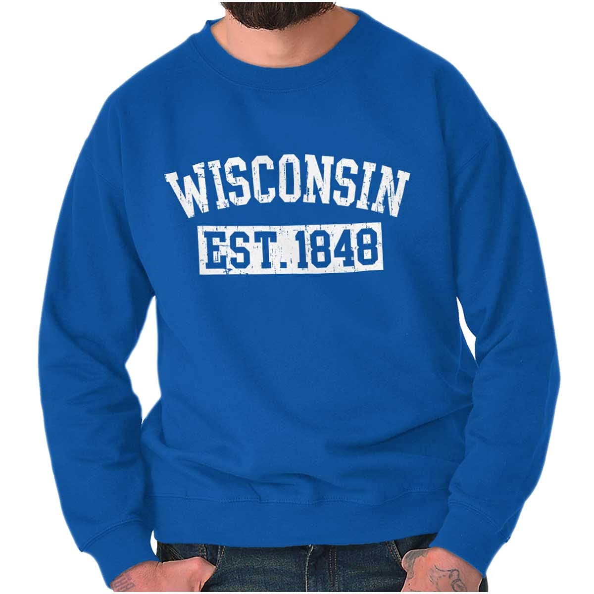 Vintage Wisconsin Distressed Athletic Sweatshirt for Men & Women - Comfortable Pullover Hoodie for Casual Wear, College Game Day & Outdoor Activities