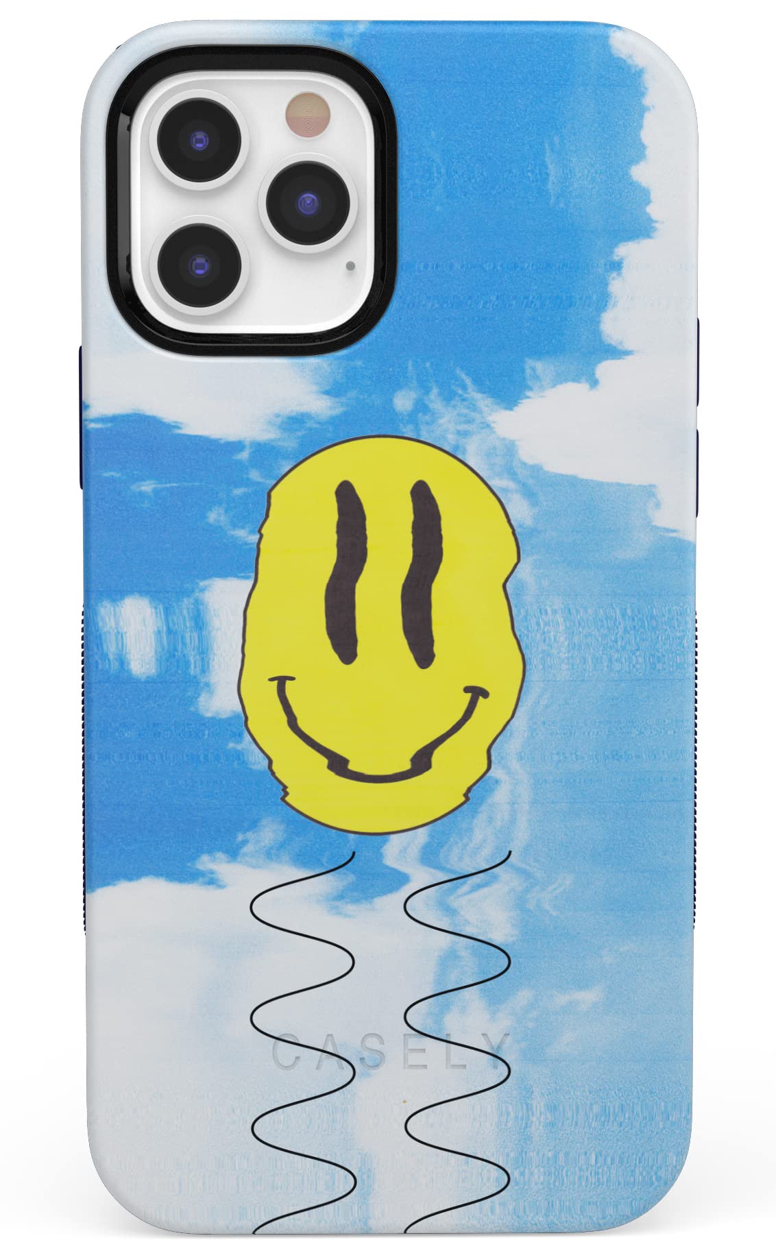 Casely iPhone 12/12 Pro Case - Glitch Smiley Face Design with MagSafe Compatibility | Shockproof Protective Cover | Perfect for Everyday Use, Travel & Work
