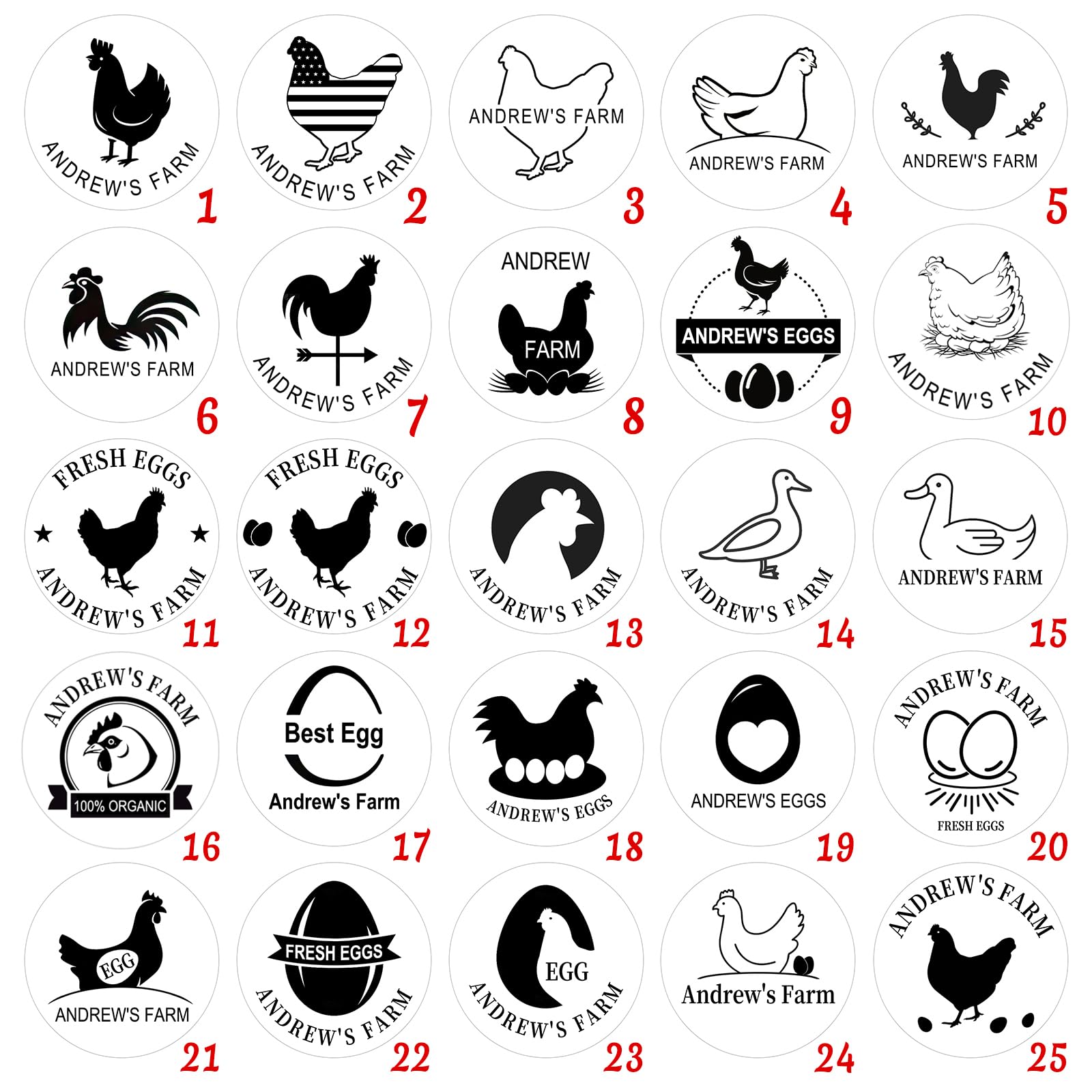 Custom Egg Stamp for Fresh Eggs - Personalized Chicken & Duck Egg Stamps with Logo/Name - Includes Ink Pad - 1.0