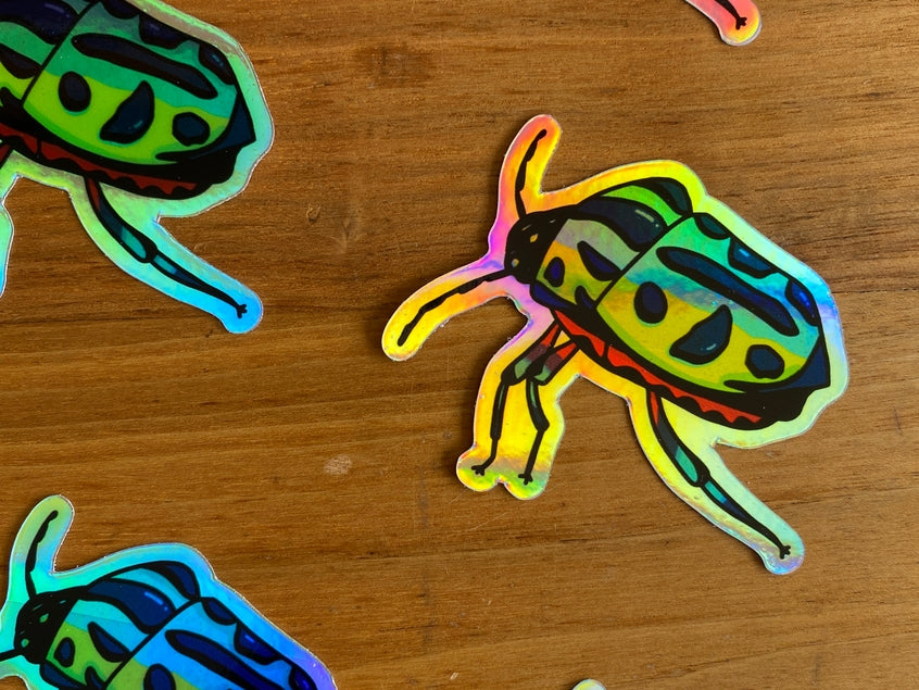 Holographic Beetle Stickers - Waterproof Vinyl Decals for Laptops, Water Bottles & DIY Crafts - Durable & Weatherproof for Outdoor Use