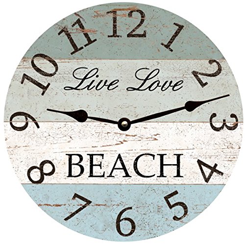 Live Love Beach Clock - Stylish Wall Decor for Coastal & Nautical Home, Office, Bedroom - Perfect Beach House Gift & Relaxing Vacation Vibes