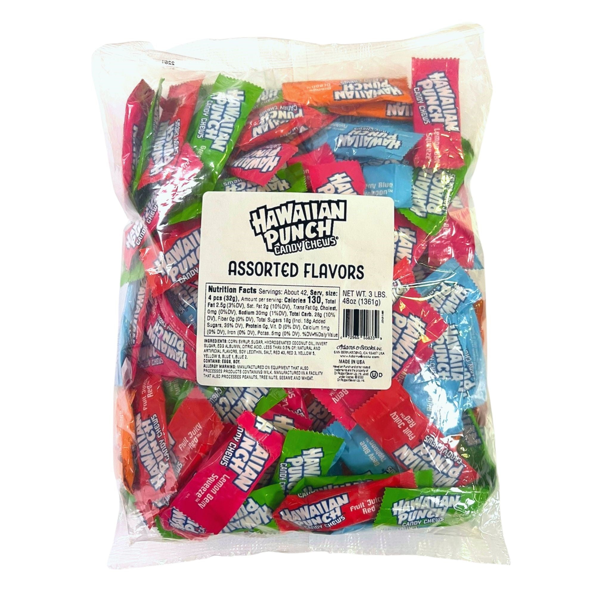 Hawaiian Punch Assorted Fruit Flavored Candy Chews - 3lb Bulk Bag for Parties, Halloween Treats & Office Snacks