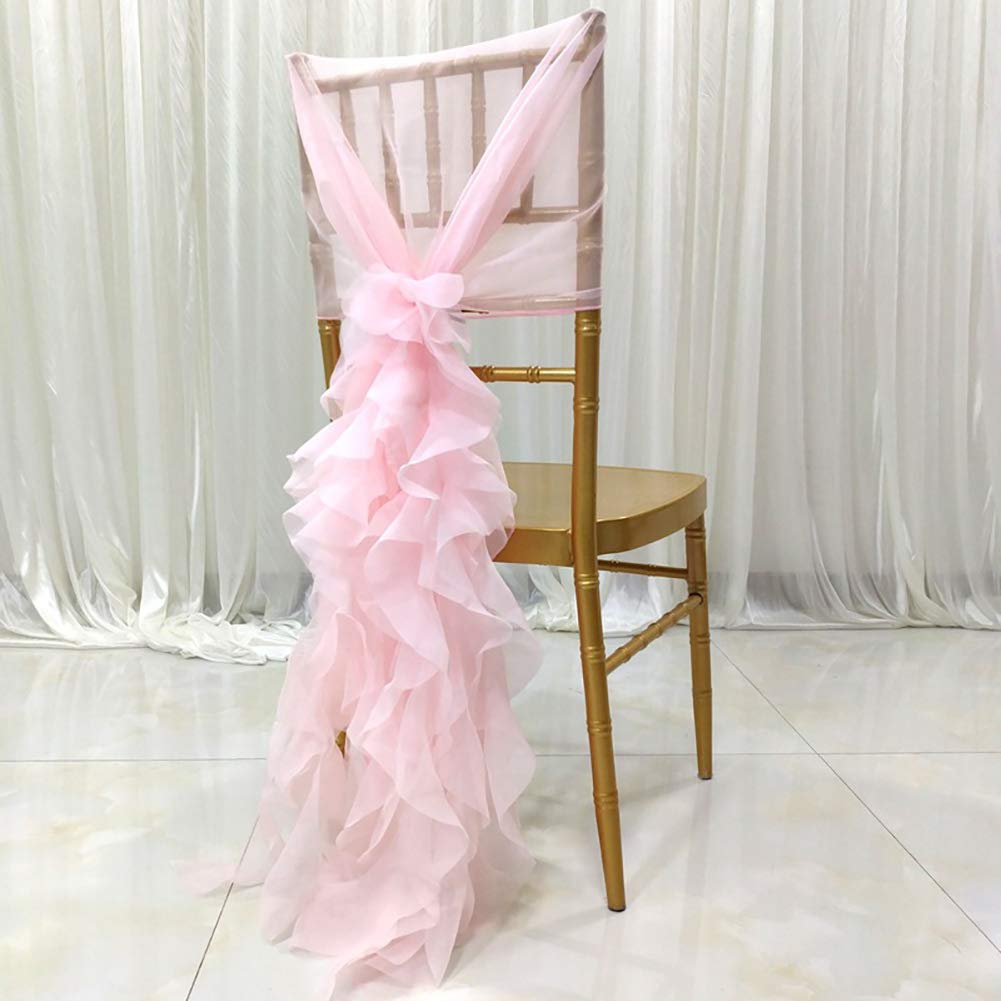 Elegant Milk Yarn Chair Cover with Tulle Back Cap - Perfect for Bridal Showers, Weddings & Baby Showers - Long Tulle High Chair Skirt Slipcovers (Pink, 4pcs) - Ideal for Party Decorations, Banquets & Special Events