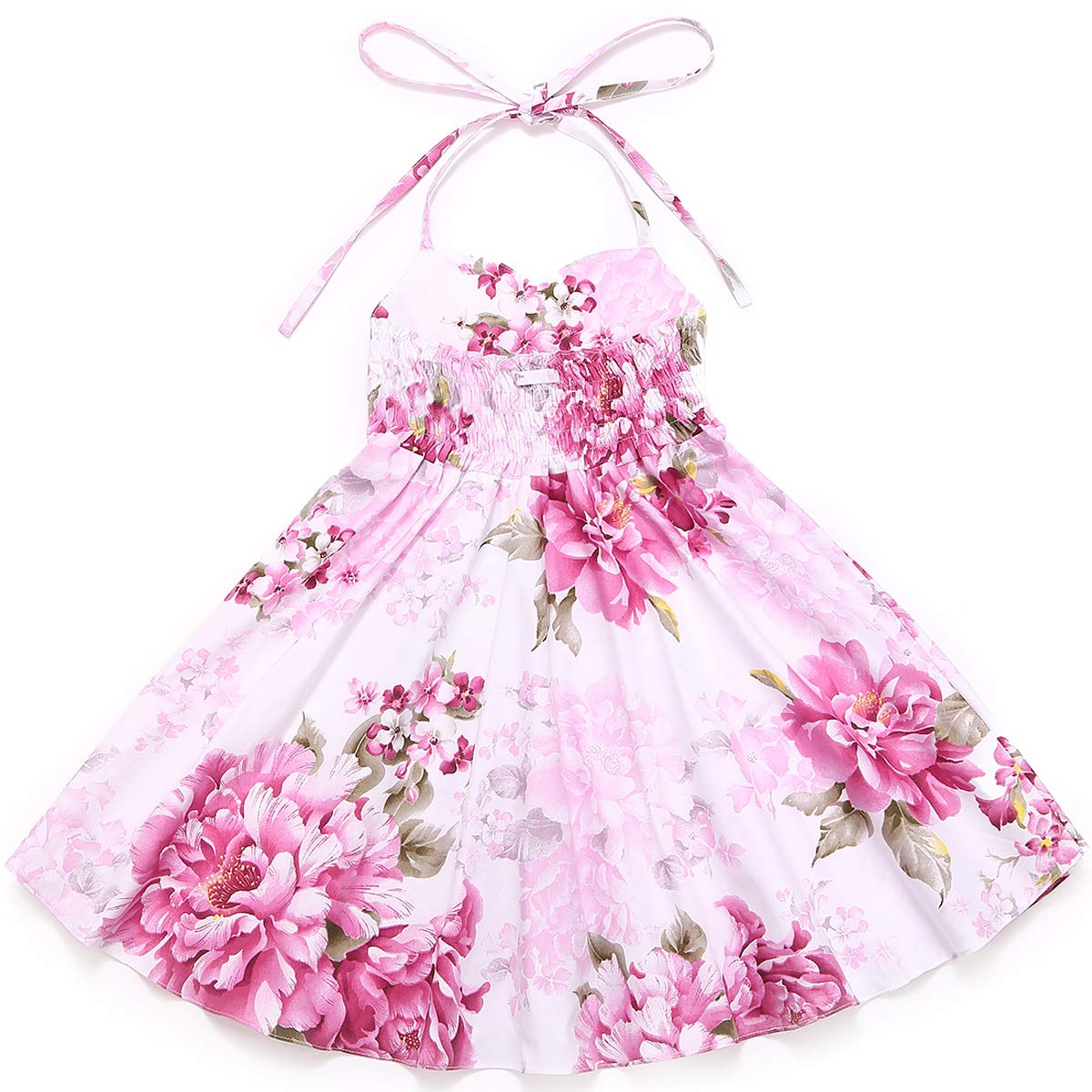 Flofallzique Floral Girls Party Dress - Vintage Backless Summer Casual Toddler Dress for Easter, Birthday & Special Occasions