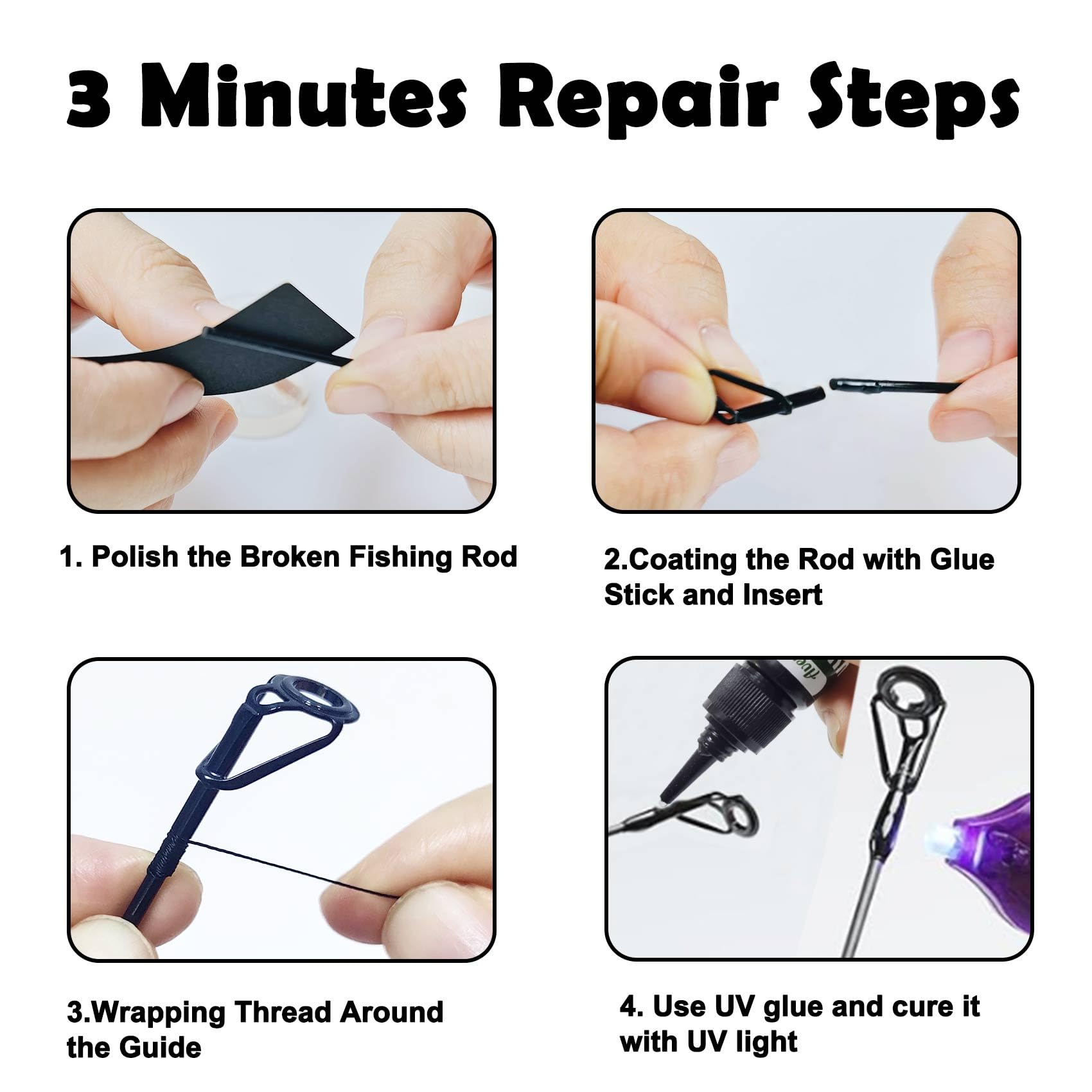 **Aventik Fishing Rod Tip Repair Kit - Complete Rod Building Supplies & Tip Eyelet Replacements for Fishing Pole Repair | Ideal for DIY Anglers & Professional Rod Maintenance**