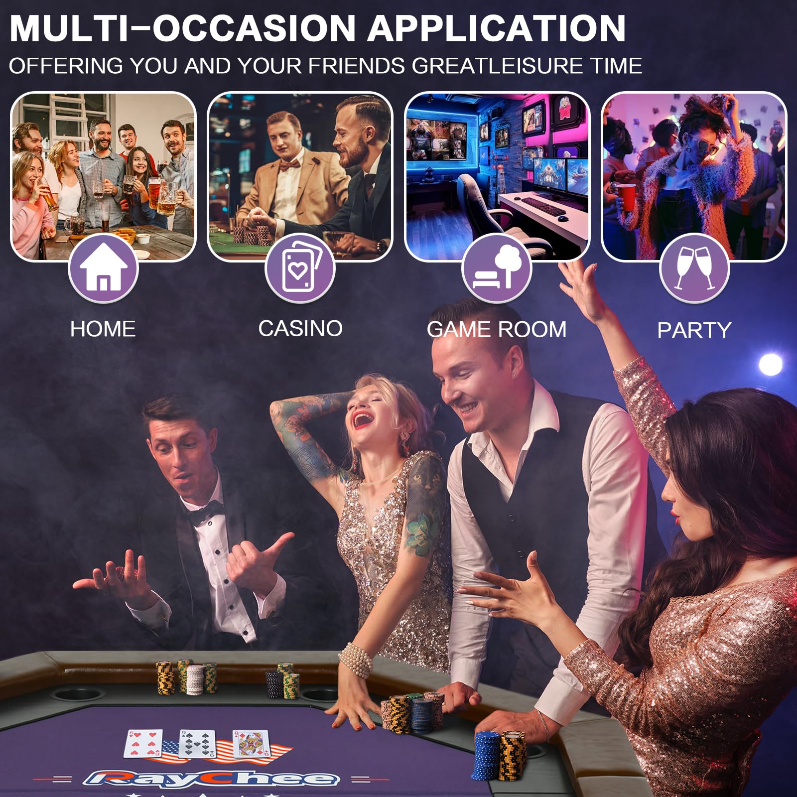 8-Player Foldable Poker Table - 50