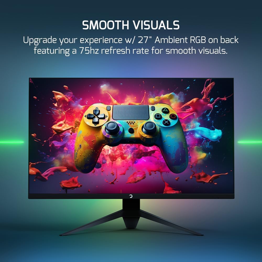 Gamepower Ace A20 27 Inch Gaming Monitor - 75Hz, 1ms Response, Full HD 1080P VA Panel, HDR, Frameless Design, RGB Backlight - Perfect for PC Gaming, Home Office & Entertainment Setup