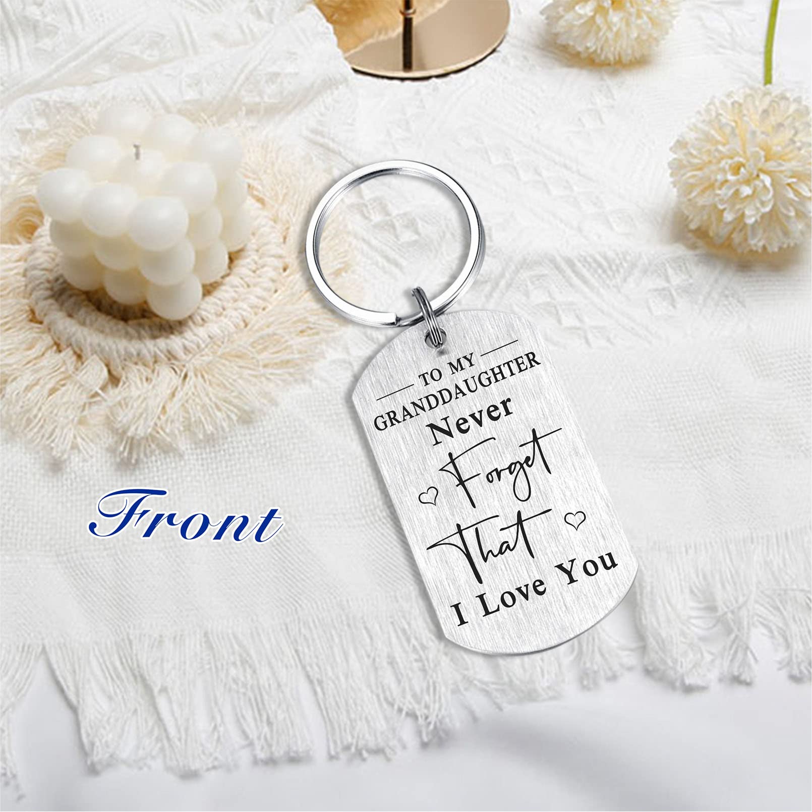 I Love My Favorite Granddaughter Keychain - Engraved Birthday & Graduation Gift for Granddaughters - Perfect for Keyrings, Backpacks & Special Occasions