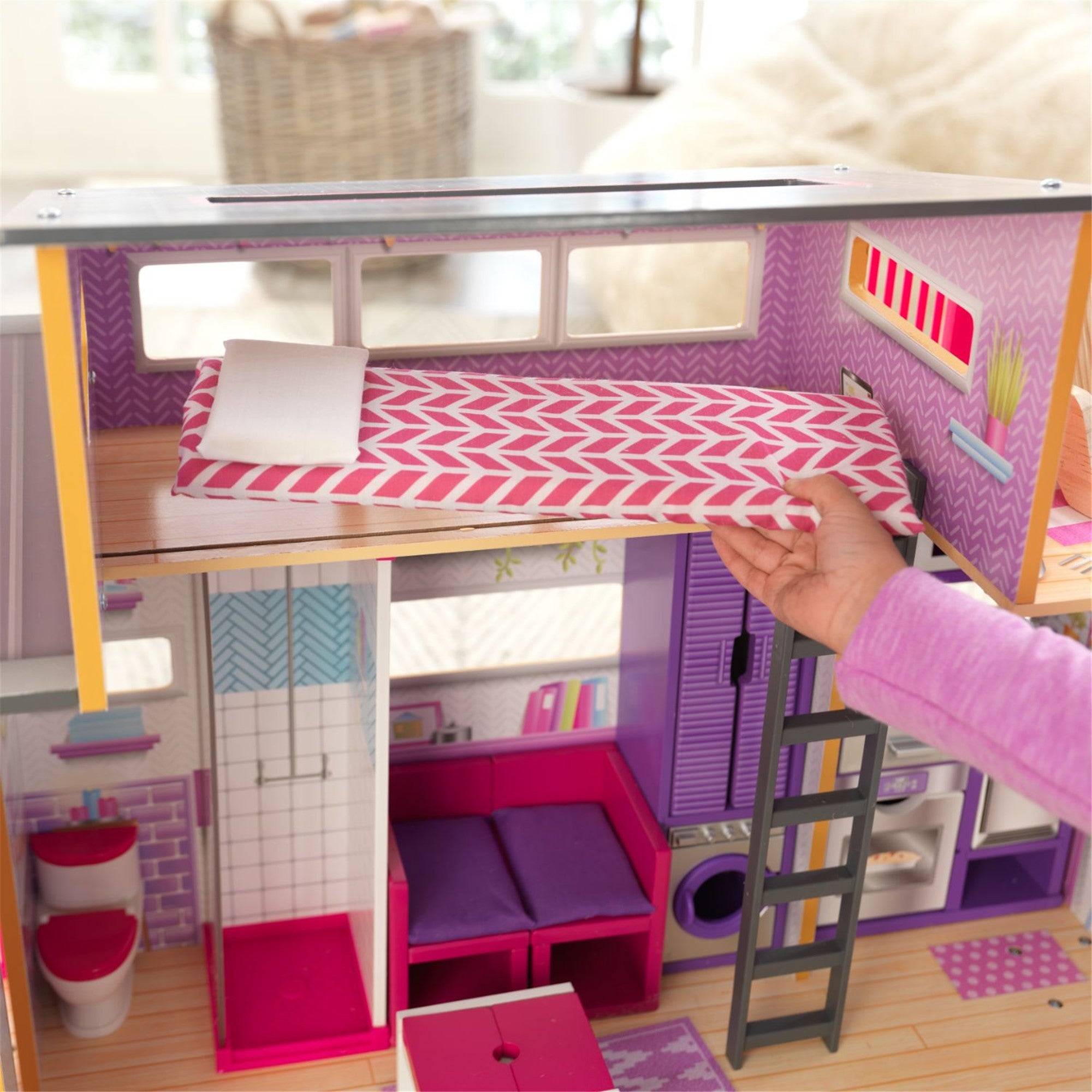 KidKraft Teeny House Dollhouse - Wooden Doll House Playset for Girls & Boys Ages 3+ | Perfect for Pretend Play, Birthday Gifts & Nursery Decor