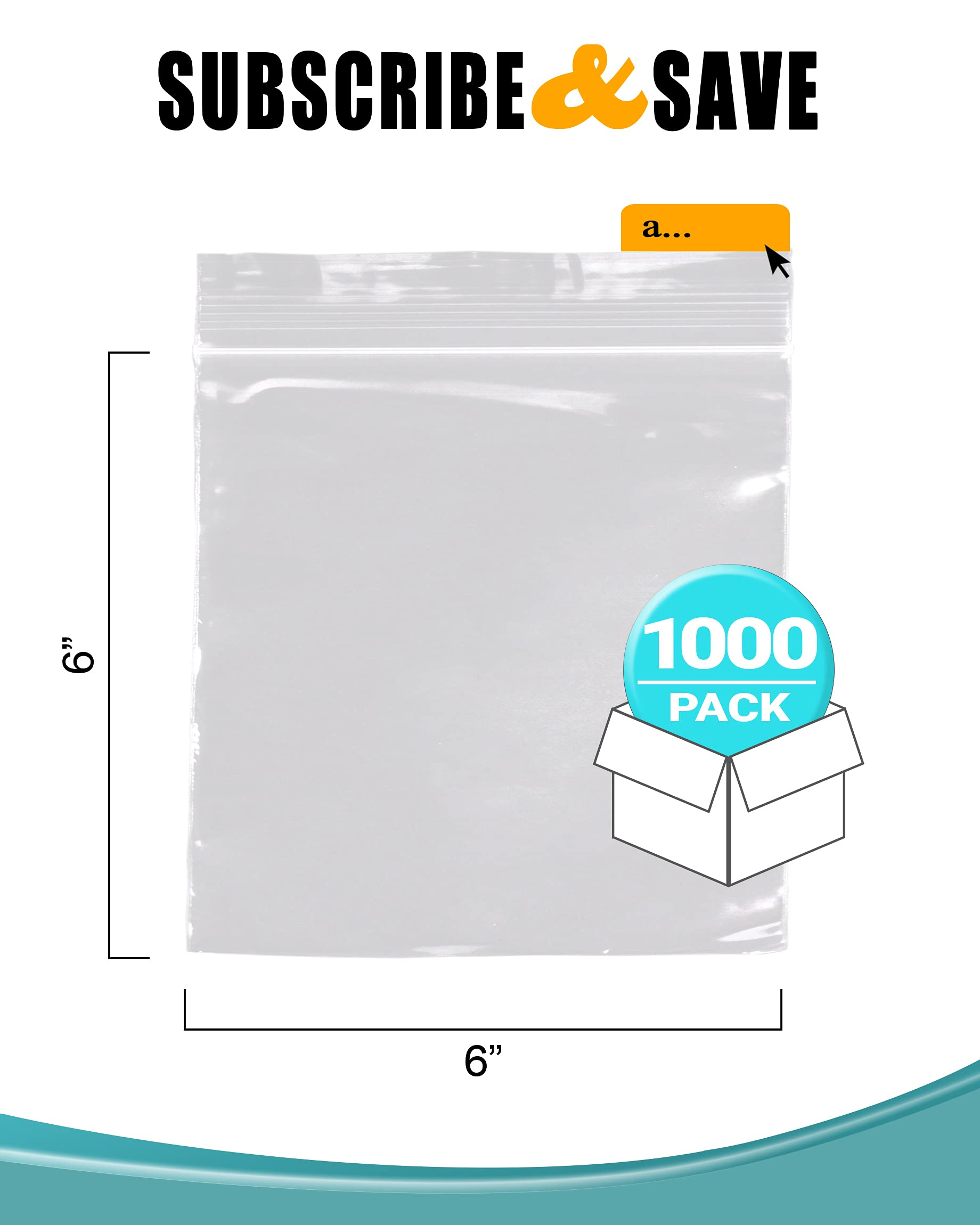 1000 Pack 6x6 Inch Clear Reclosable Zipper Bags - 2 Mil Thick Waterproof Plastic Storage Bags with Secure Zipper Closure for Jewelry, Crafts, Beads & Industrial Use - Durable Resealable Zip Bags for Organizing Small Parts, DIY Projects & Wholesale Packaging