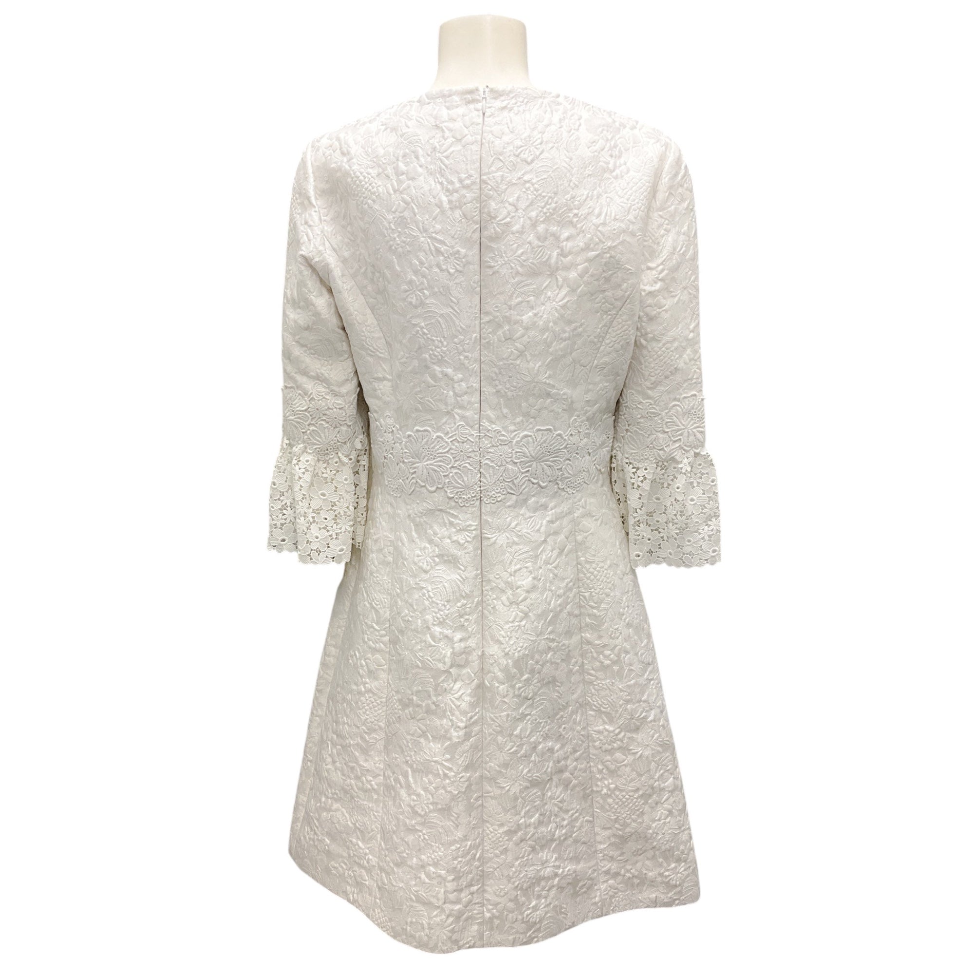 Michael Kors Collection Optic White Jacquard Lace Cocktail Dress for Women | Spring Summer Party, Wedding Guest & Formal Occasions
