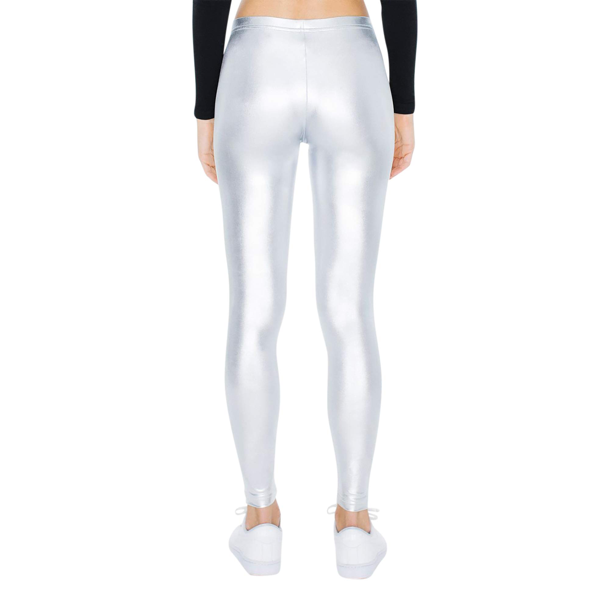 American Apparel Women's High Waist Metallic Leggings - Shiny Yoga Pants for Workout, Running & Casual Wear