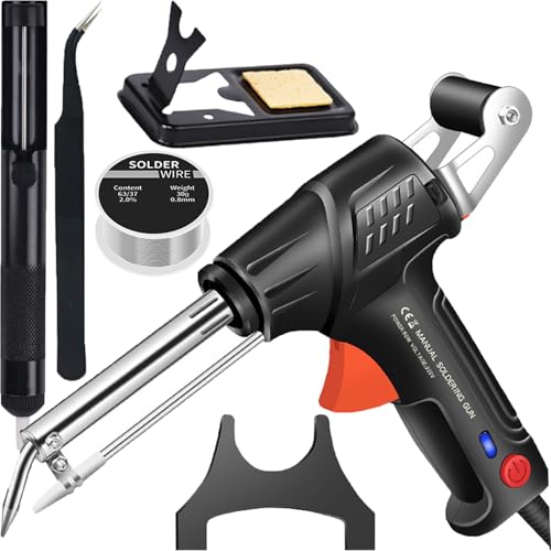 Professional Multi-Function Soldering Iron Kit with External Heating - Black | Electric Soldering Gun Set with Solder Wire | Perfect for Electronics Repair, DIY Projects & Home Improvement
