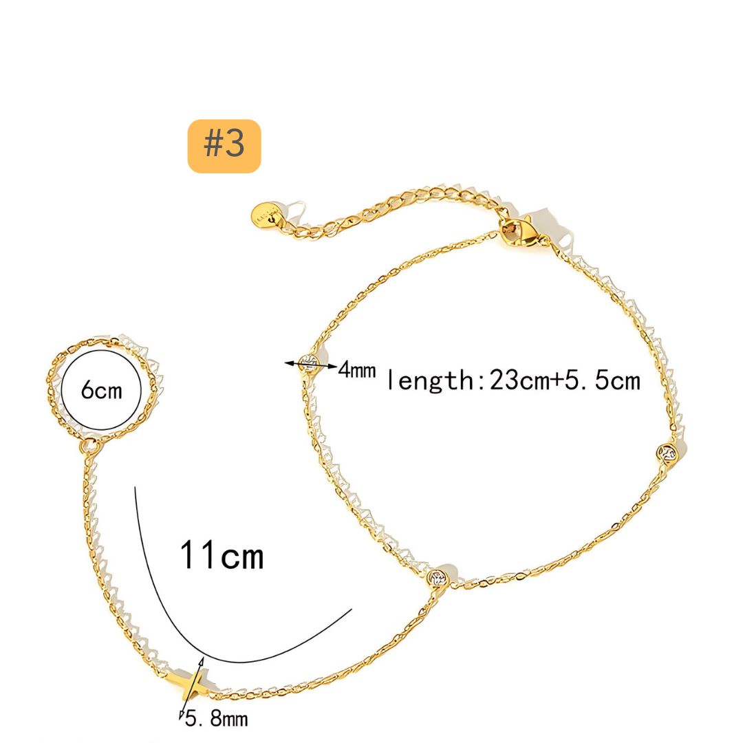 Elegant Gold Plated Cross Anklet Chain for Women - Dainty Link Bracelet Ankle Jewelry | TA8026 | Perfect for Everyday Wear, Beach Vacation & Boho Fashion