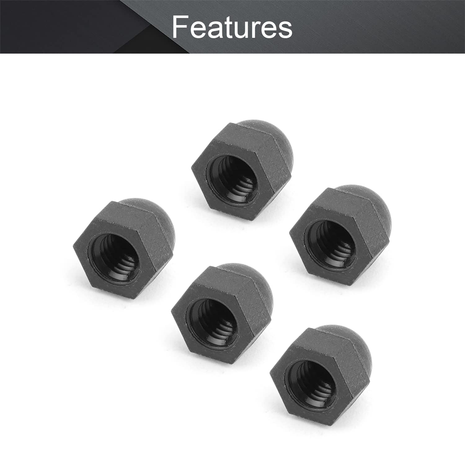MroMax M5 Nylon Hex Cap Nuts - Black (10Pcs) for Furniture & DIY Projects