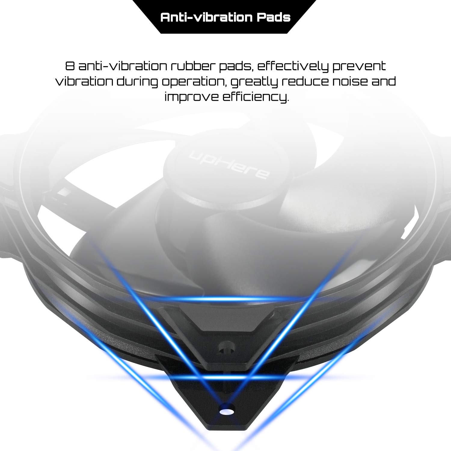 uphere 120mm Long Life Computer Case Cooling Fan - 3 Pack Black (PF120BK3-3) | High Performance PC Case Fan for Optimal Airflow & Cooling | Perfect for Gaming PCs, Workstations & Server Cooling