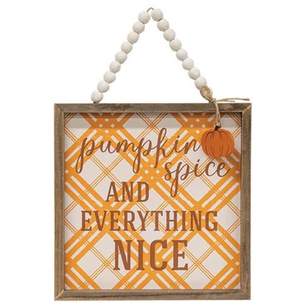 Pumpkin Spice Beaded Sign - Fall Home Decor for Thanksgiving, Halloween & Autumn Season - Perfect for Wall Hanging, Mantel Decor & Seasonal Party Decoration