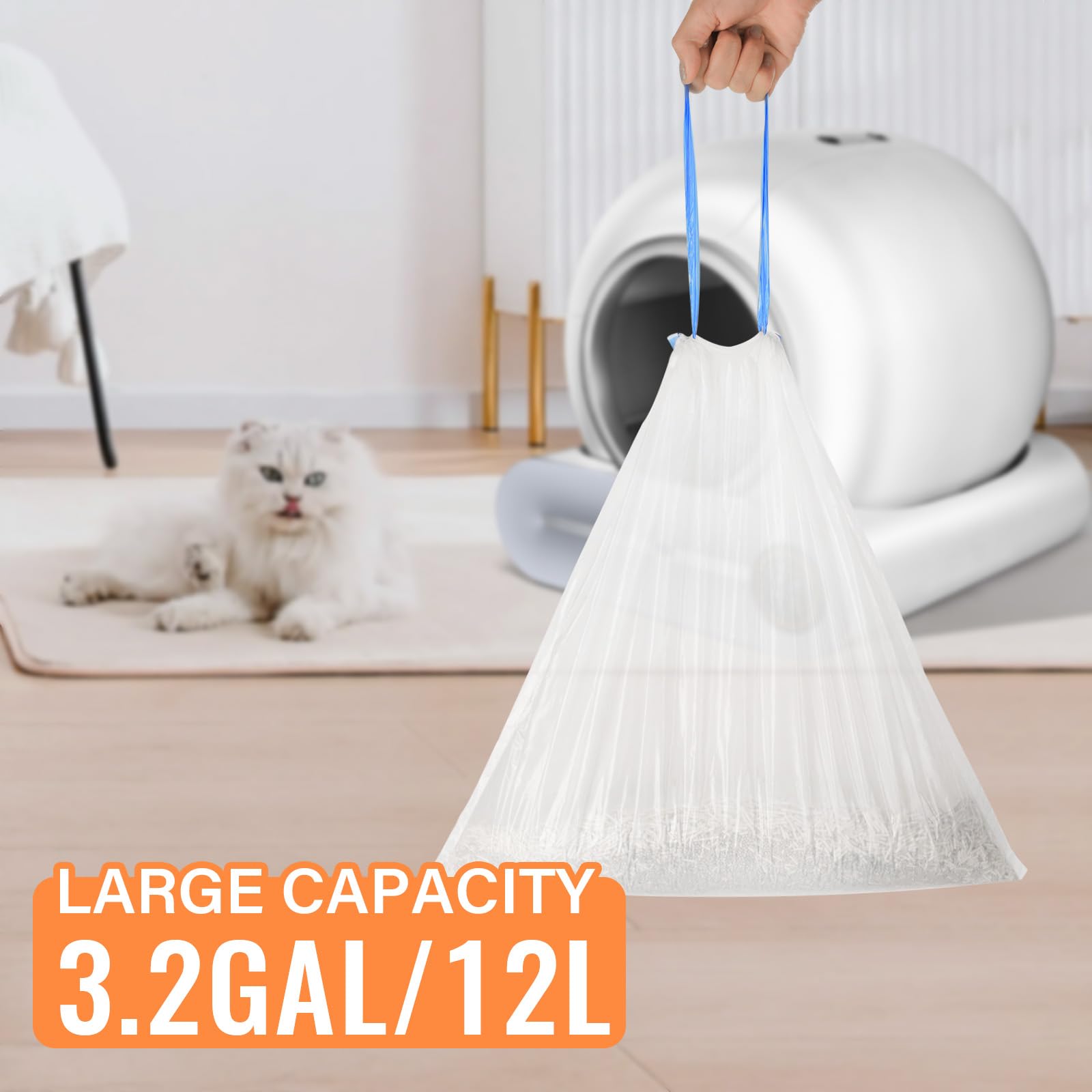 Premium Cat Litter Bags - 80 Count Self-Cleaning Litter Box Liners for Automatic Robot Boxes (4 Rolls, 18