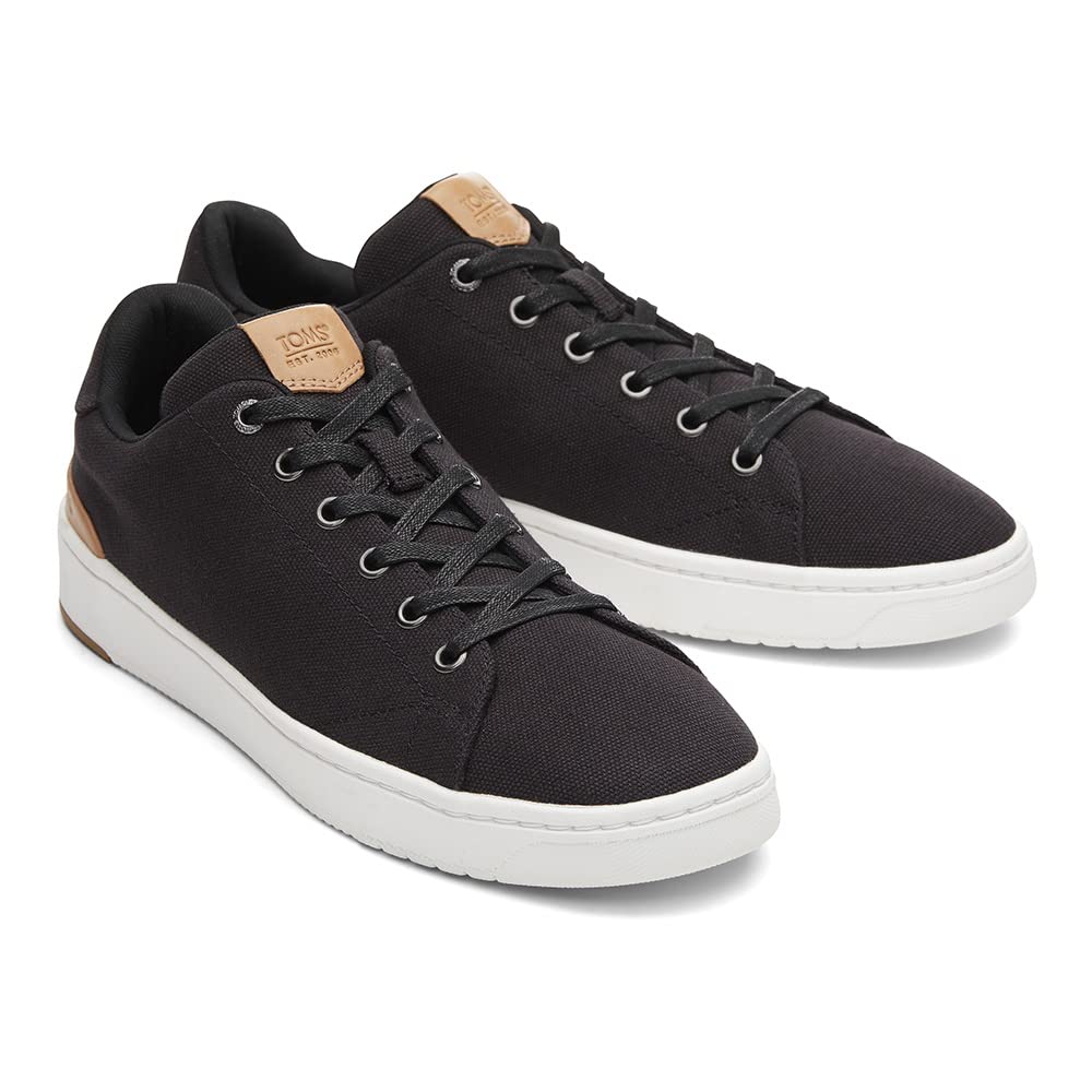TOMS Men's Travel Lite Low Lace-Up Sneakers - Casual Walking Shoes for Men in Black | Comfortable Lightweight Shoes for Travel, Work & Everyday Wear