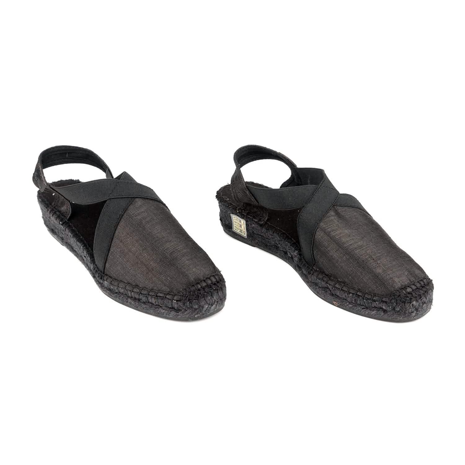 Women's Black Silk Wedge Espadrilles - Comfortable Summer Sandals for Beach, Vacation & Casual Outings