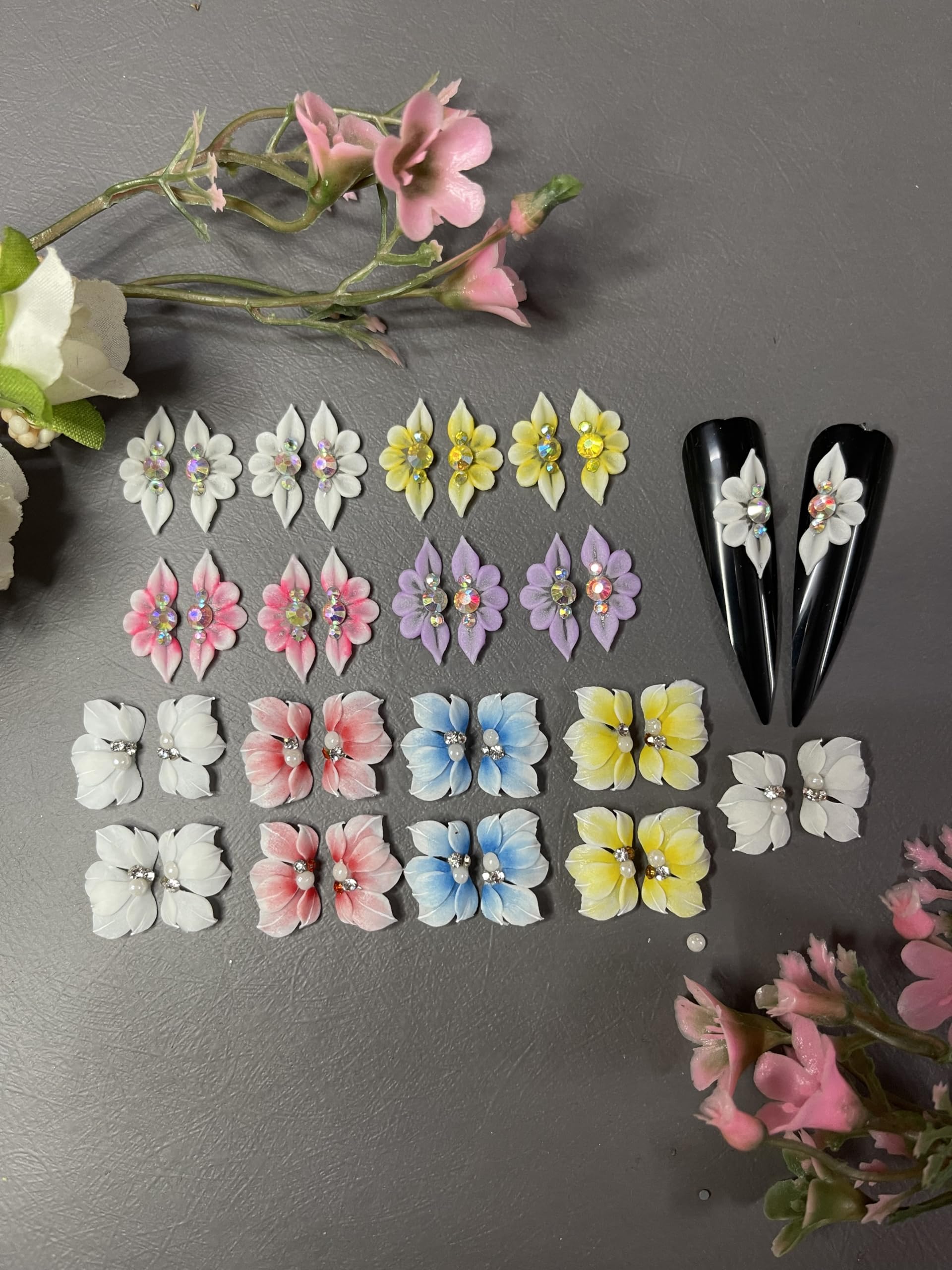 100Pcs Handmade 3D Acrylic Nail Art Flowers Set - White Artificial Floral Decorations for DIY Nail Designs, Manicure Salon Supplies & Home Crafts (Box5#-100PCs) | Perfect for Bridal Nails, Party Looks, Gel Polish Extensions & Creative Gift Ideas